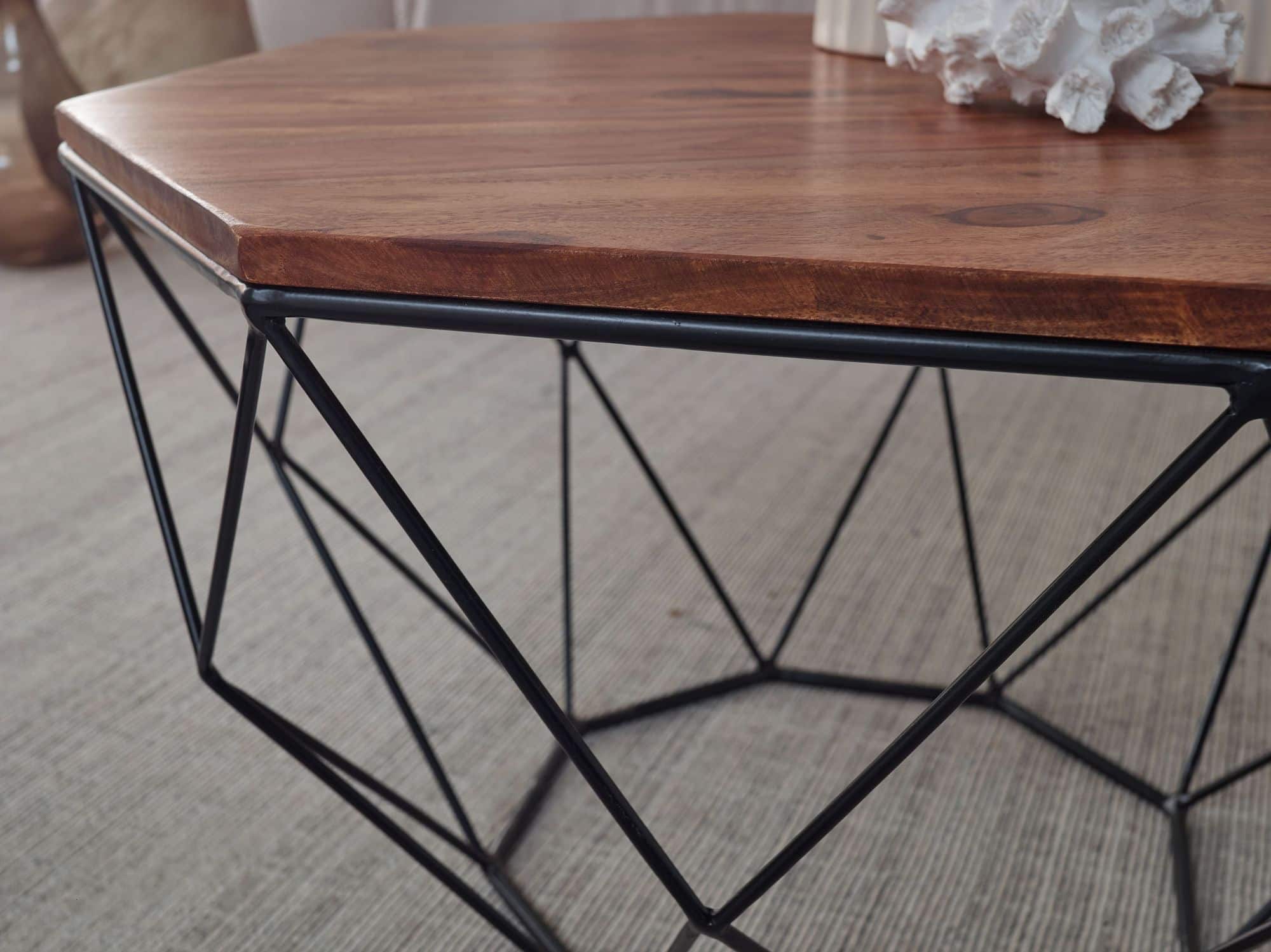 Couchtisch Sheesham Massivholz / Metall 56 x 40 x 56 cm Couchtisch Sheesham Massivholz / Metall 56 x 40 x 56 cm