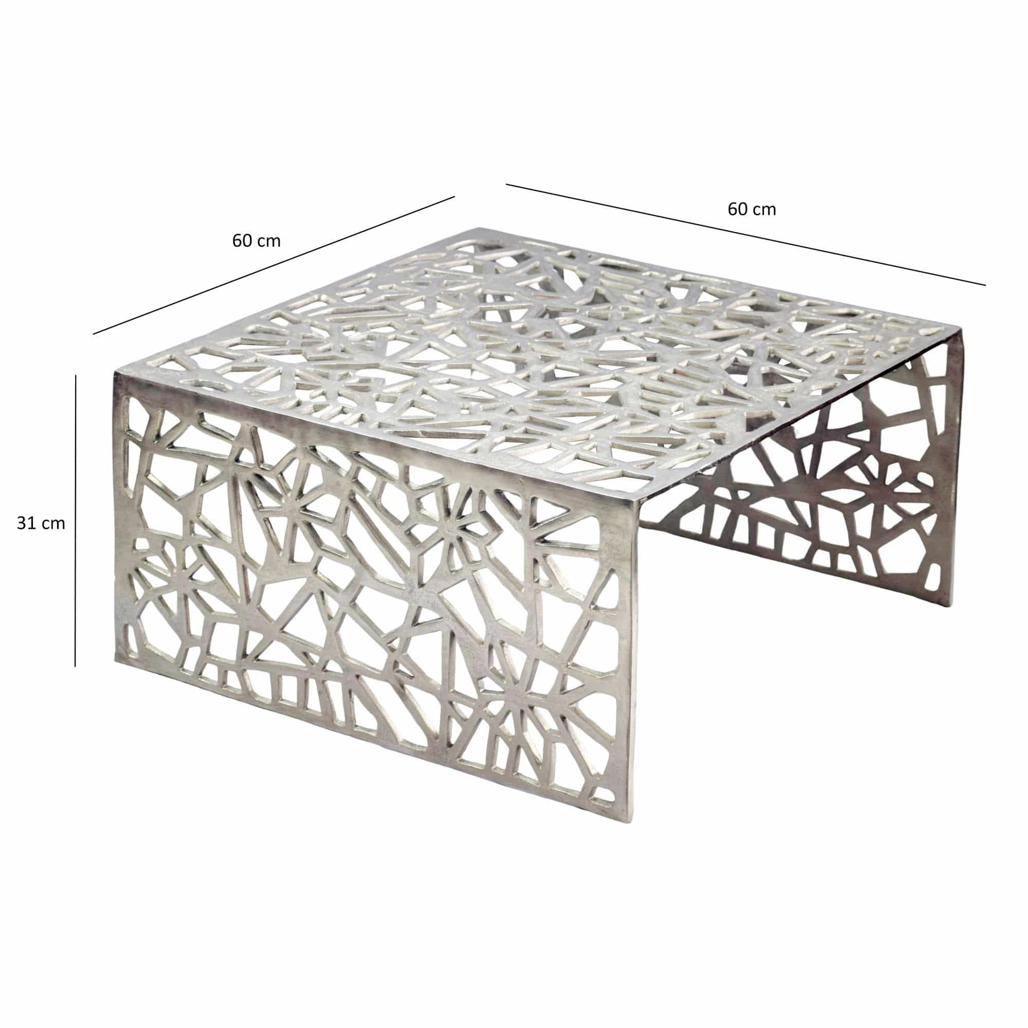 Couchtisch Aluminium Silber 60cm Quadratischer Sofatisch Metall - Wohnzimmertisch Alu modern mit Muster - Design Tisch niedrig - Loungetisch Beistelltisch Handmade Couchtisch Aluminium Silber 60cm Quadratischer Sofatisch Metall - Wohnzimmertisch Alu modern mit Muster - Design Tisch niedrig - Loungetisch Beistelltisch Handmade