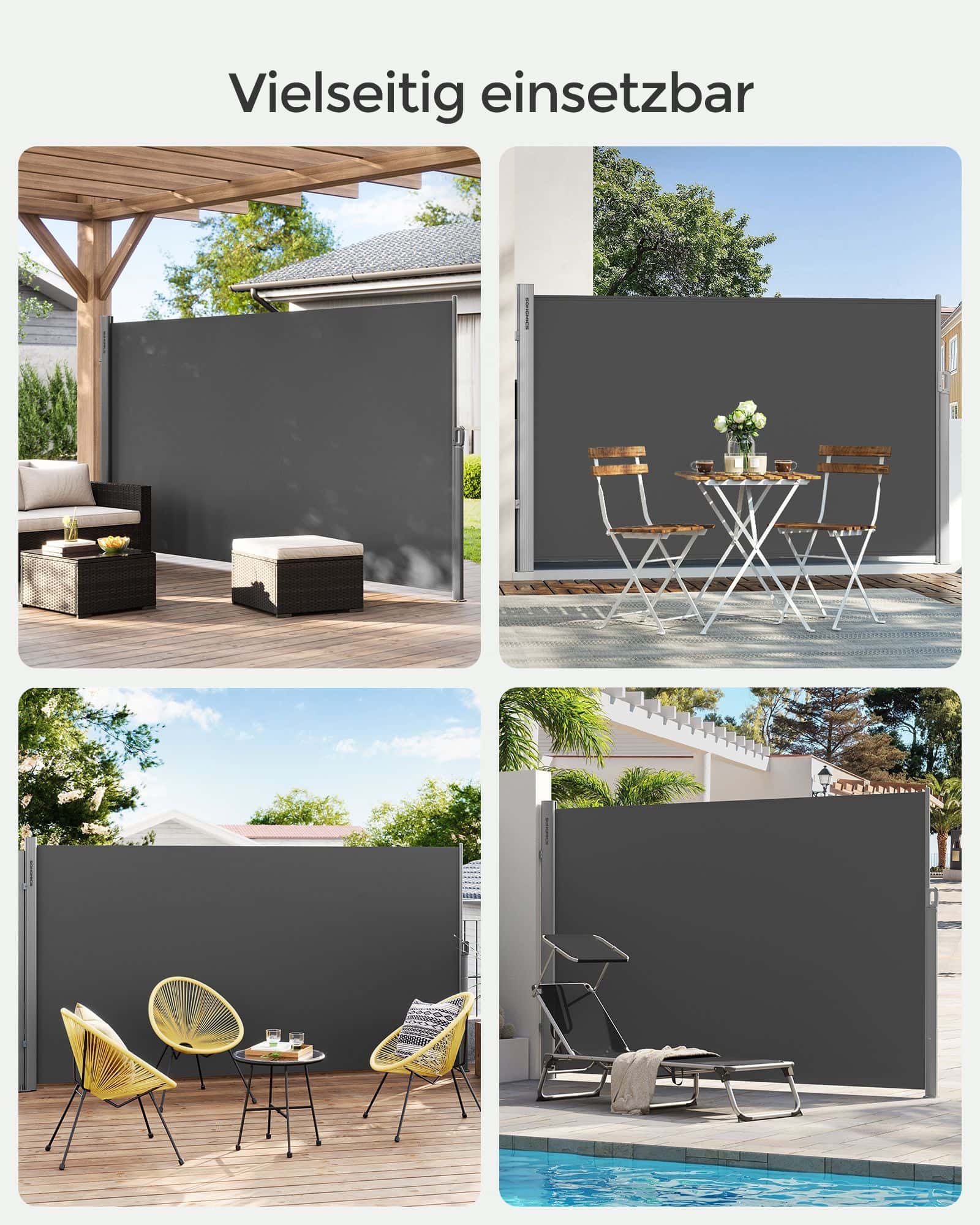 Seitenmarkise 180 x 300 cm Rauchgrau Seitenmarkise 180 x 300 cm Rauchgrau