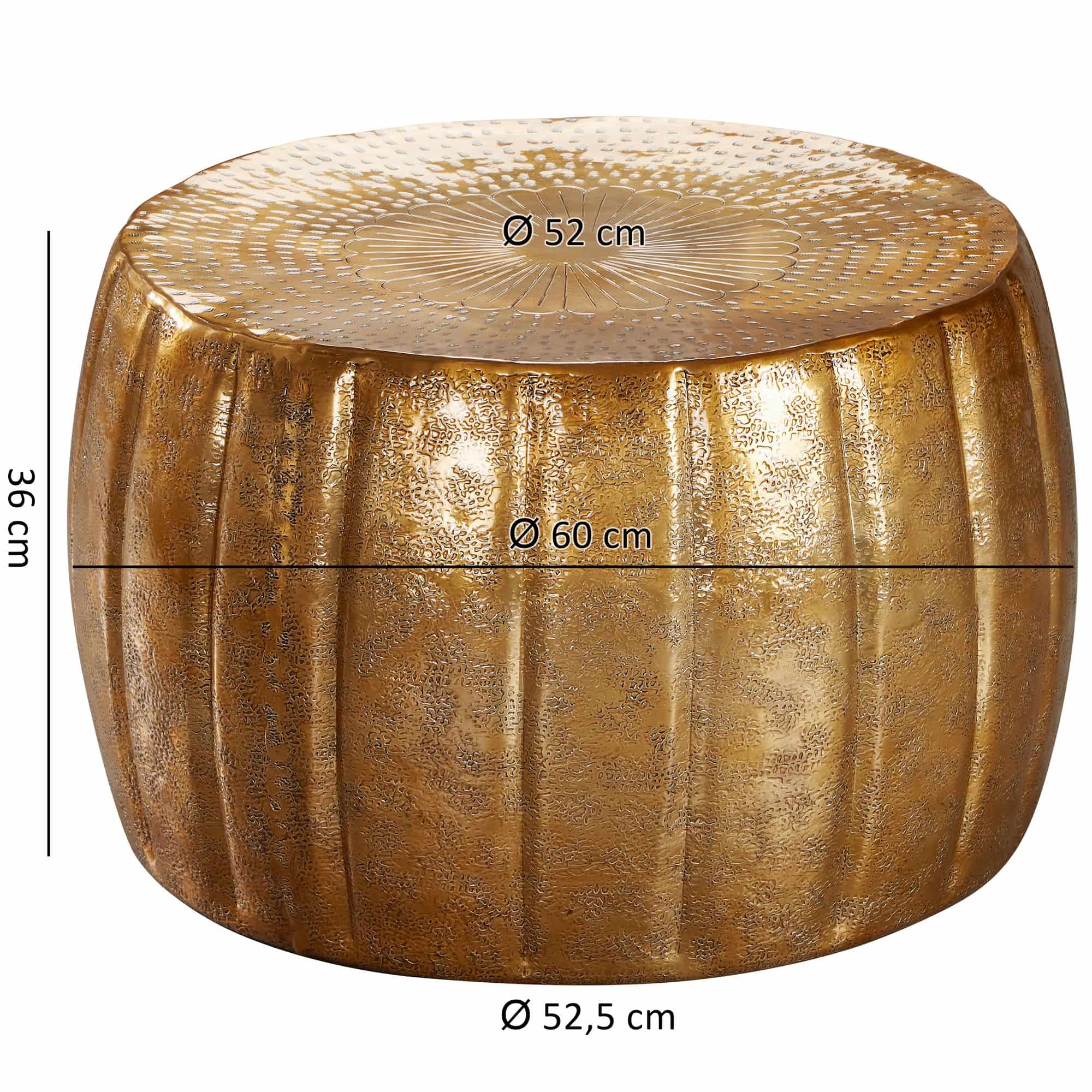 46313-WOHNLING-Couchtisch-JAMAL-60x36x60-cm-Alumini Couchtisch 60x36x60 cm Aluminium Gold Beistelltisch orientalisch rund