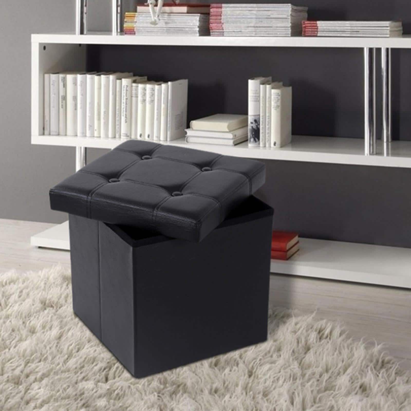 Kleiner Sitzwürfel Kunstleder Schwarz-LSF30B Kleiner Sitzwürfel Kunstleder Schwarz-LSF30B