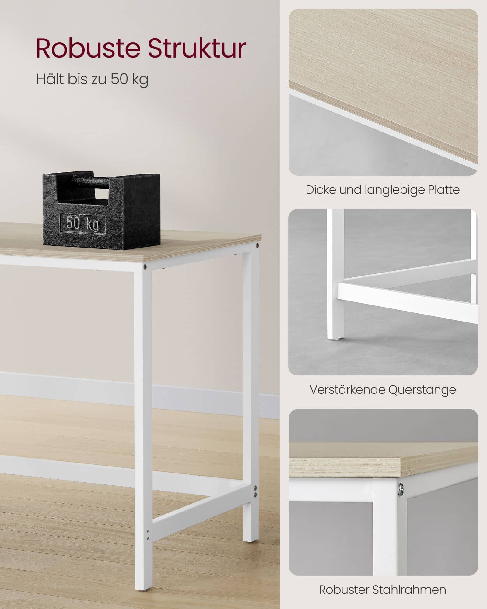 Schreibtisch mit 2 Ablagen auf der rechten oder linken Seite Schreibtisch mit 2 Ablagen auf der rechten oder linken Seite