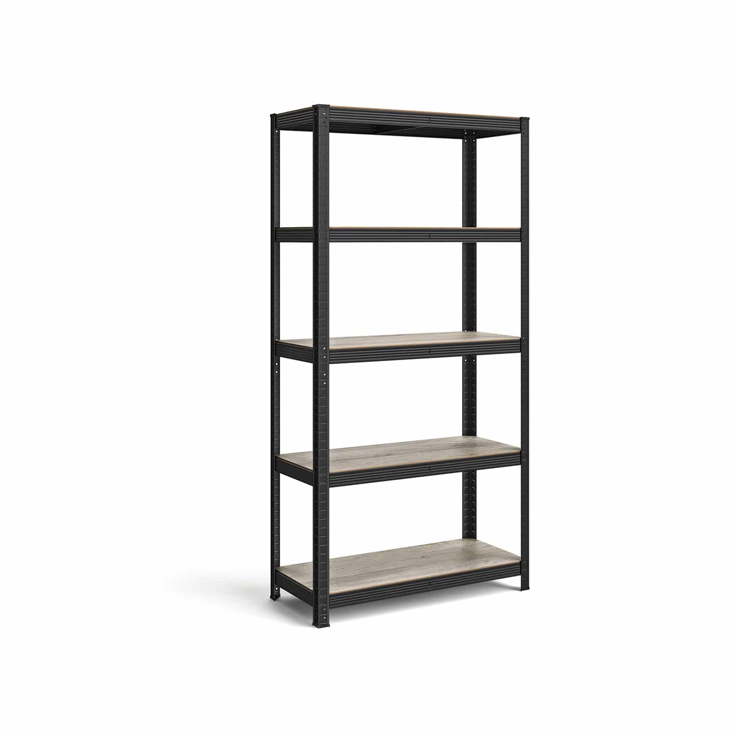 Standregal verstellbar mit 5 Ablagen 40 x 90 x 180 cm Greige-schwarz-B34GLR040B21 Standregal verstellbar mit 5 Ablagen 40 x 90 x 180 cm Greige-schwarz-B34GLR040B21