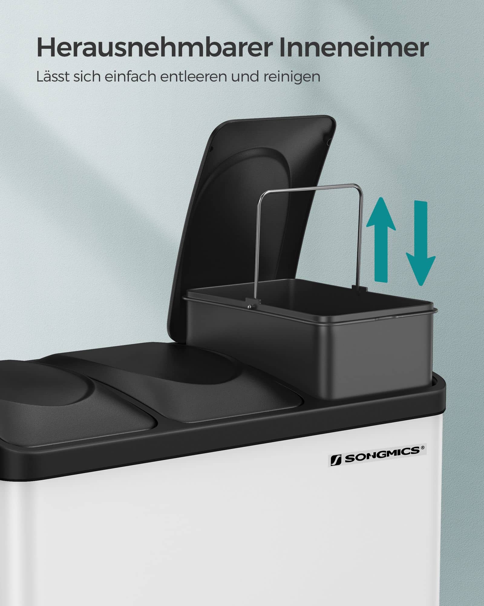 Mülleimer 3 x 15 Liter mit Deckel und Inneneimer weiß-schwarz-LTB45W Mülleimer 3 x 15 Liter mit Deckel und Inneneimer weiß-schwarz-LTB45W