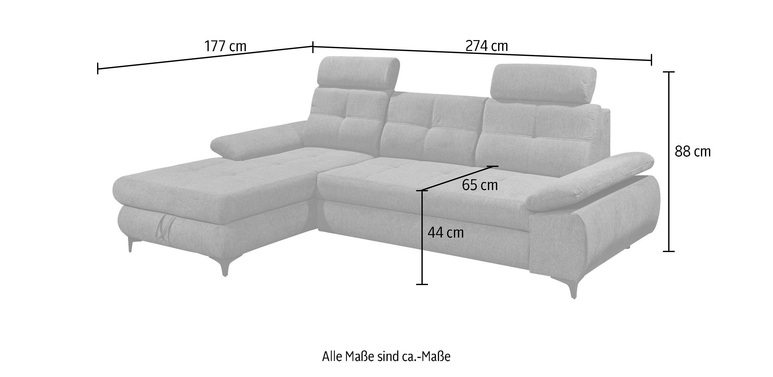 Ecksofa Altona von ED Exciting Design mit Schlaffunktion und Bettkasten – Stilvoll und Funktional