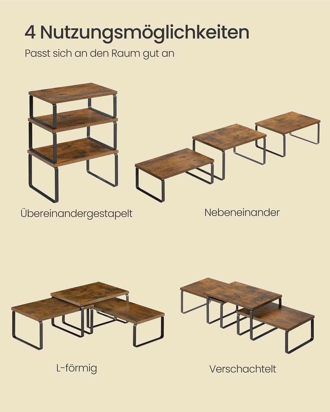 Gewürzregal 3er Set stapelbar und erweiterbar vintagebraun-mattschwarz Gewürzregal 3er Set stapelbar und erweiterbar vintagebraun-mattschwarz