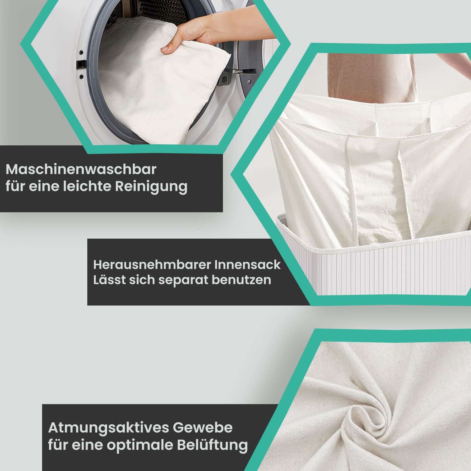 Wäschekorb, Wäschesammler 150 L, 3 Fächer Wäschekorb, Wäschesammler 150 L, 3 Fächer