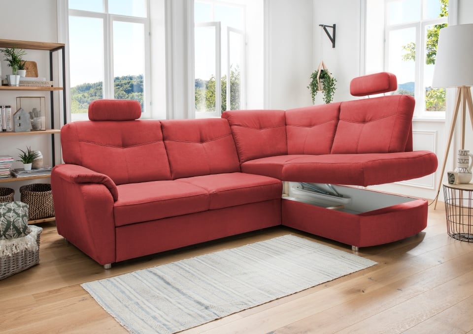 Stylisches Ecksofa Edna von Benformato mit Schlaffunktion und Bettkasten - Verschiedene Farben erhältlich Stylisches Ecksofa Edna von Benformato mit Schlaffunktion und Bettkasten - Verschiedene Farben erhältlich