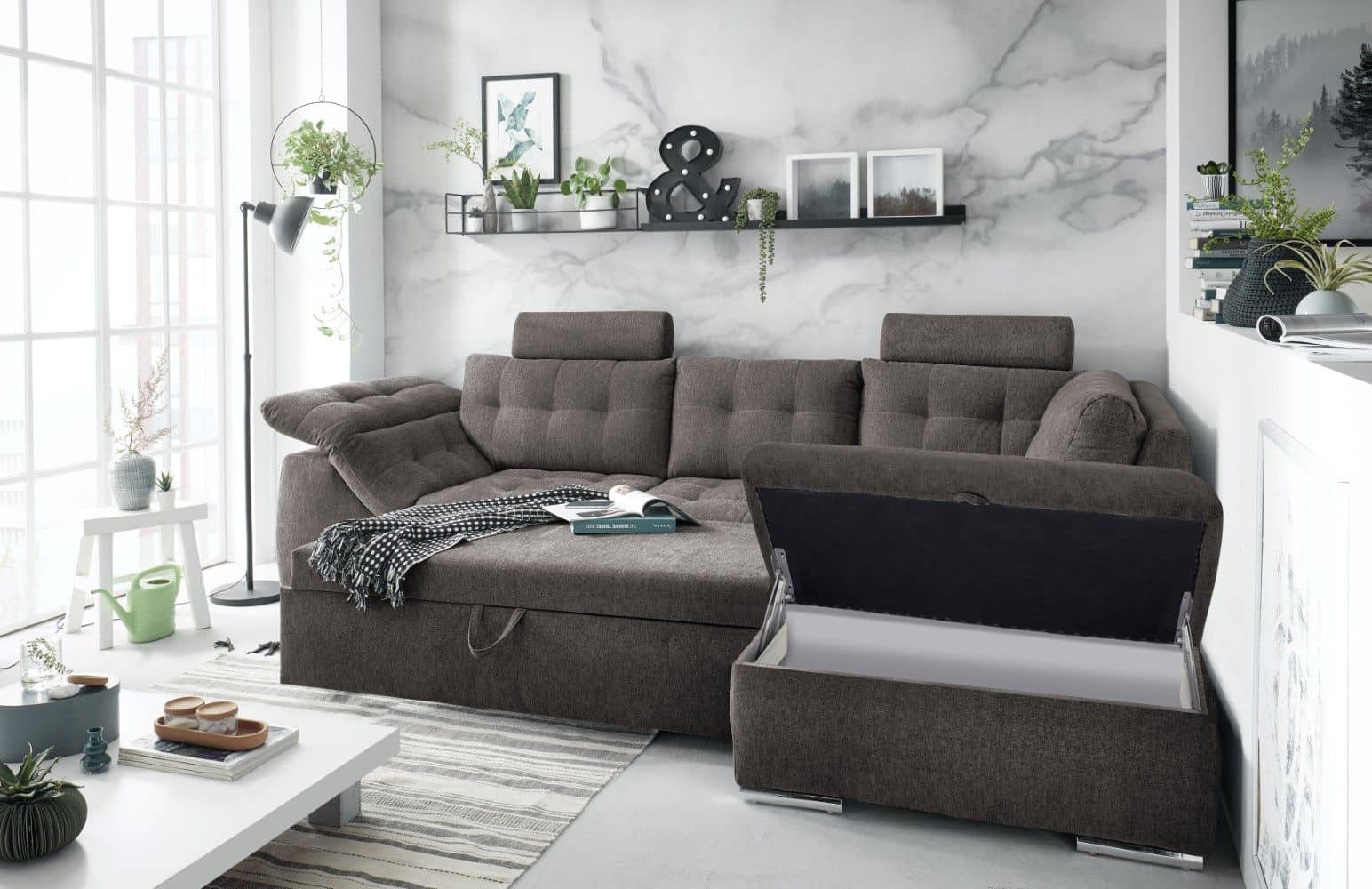 ED Exciting Design Ecksofa Oman mit Schlaffunktion & Bettkasten