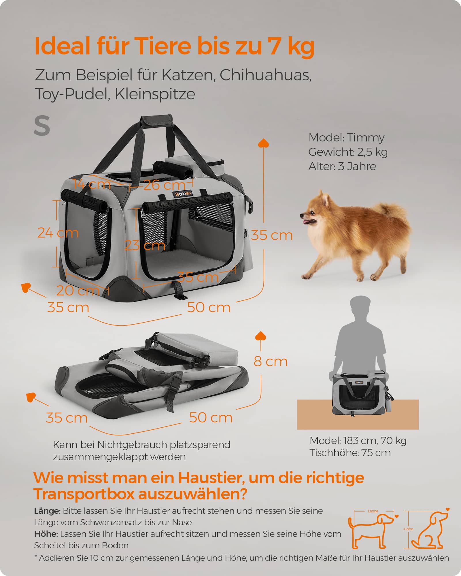 Hundebox S aus Oxford-Gewebe mit Griffen Hundebox S aus Oxford-Gewebe mit Griffen