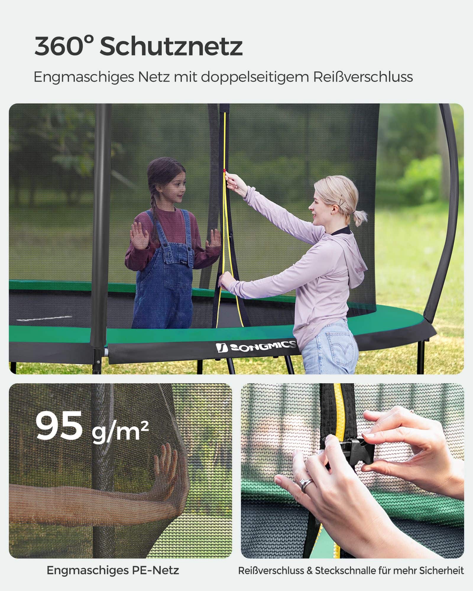 Trampolin Ø 427 cm mit innenliegendem Netz schwarz-dunkelgrün-B34STR142C01