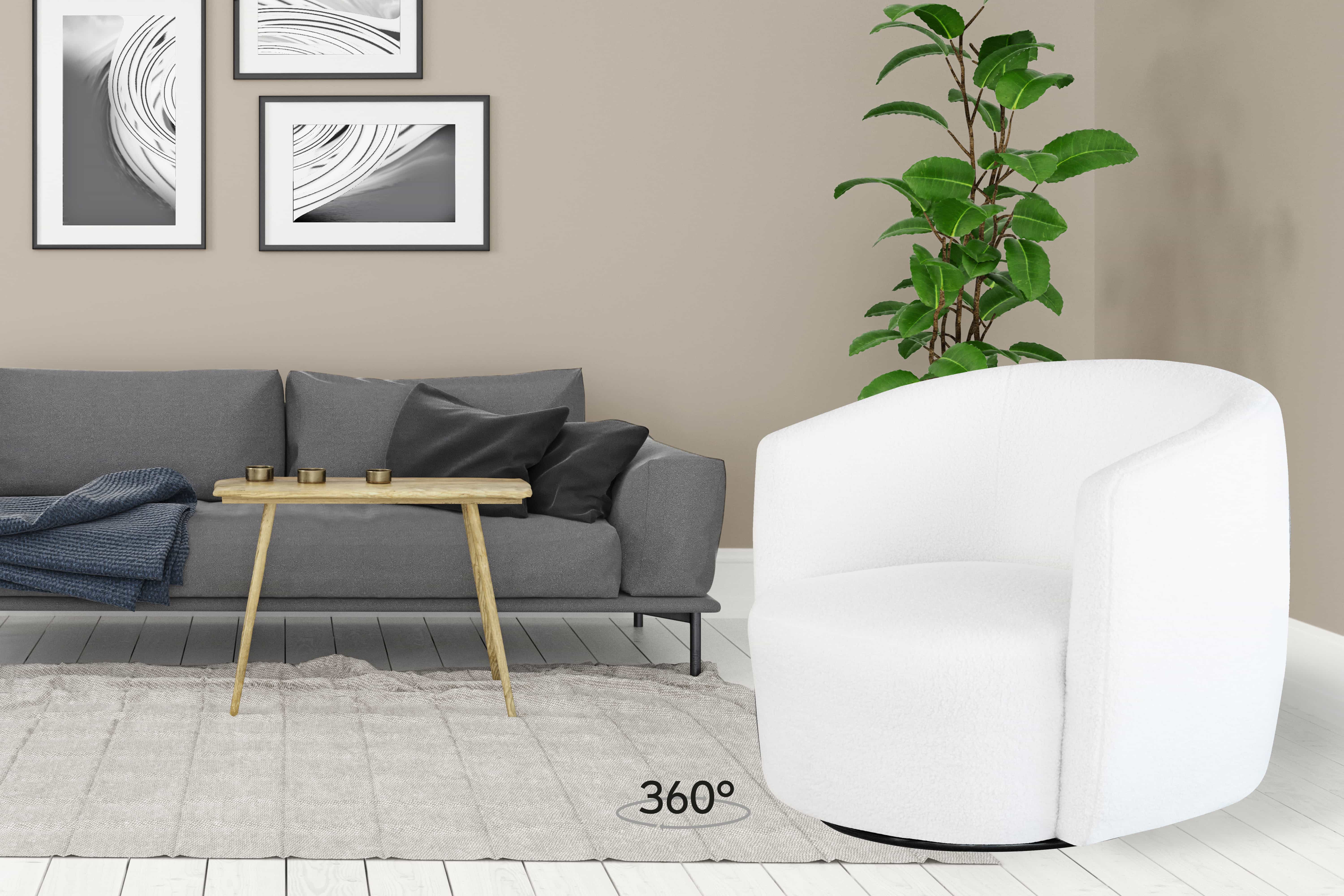 Drehsessel Aveiro 125 – Teddy-Sessel 82×84×71 cm weiß/grau Drehsessel Aveiro 125 – Teddy-Sessel 82×84×71 cm weiß/grau