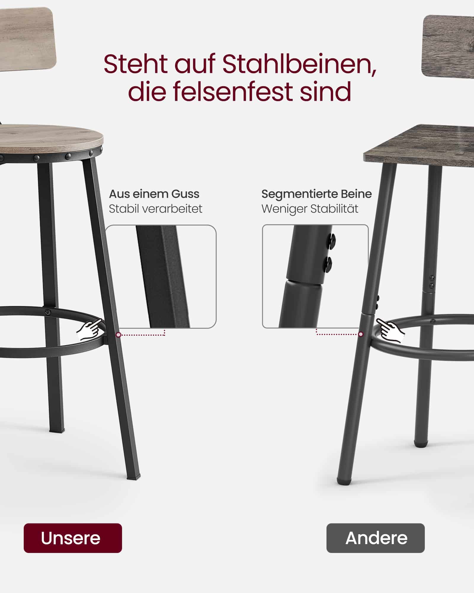 Barhocker 2er Set Greige-Schwarz Barhocker 2er Set Greige-Schwarz