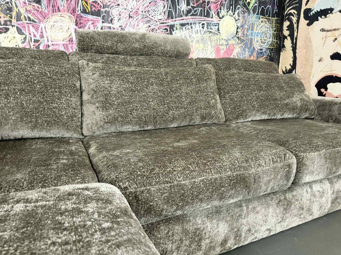 Sofa Grazia Grau Braun XXL mit Kissen – Myhomelando