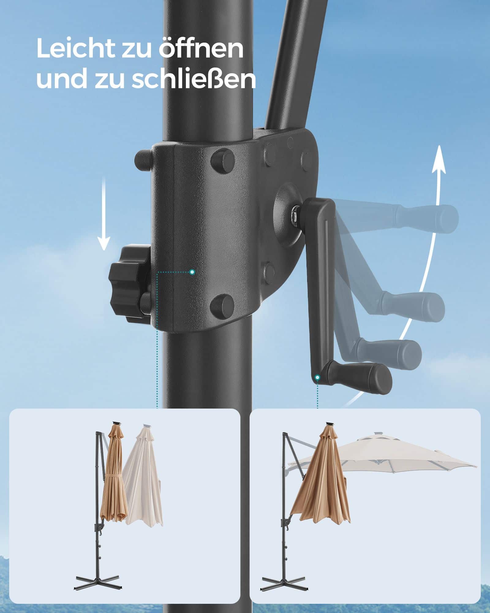 Ampelschirm drehbar mit Kurbel kamelbraun