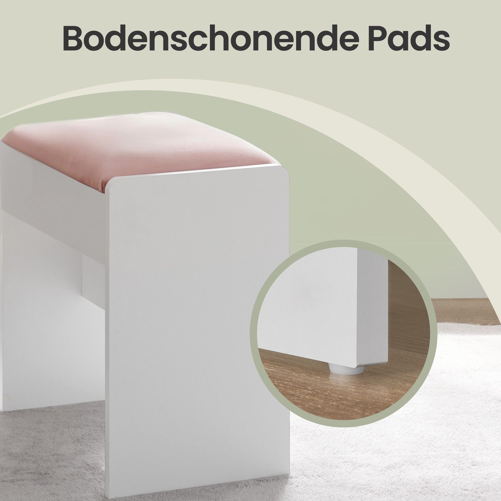 Frisiertischhocker, Gepolsterter Schminkhocker aus Samt, mit Rutschfesten Füßen