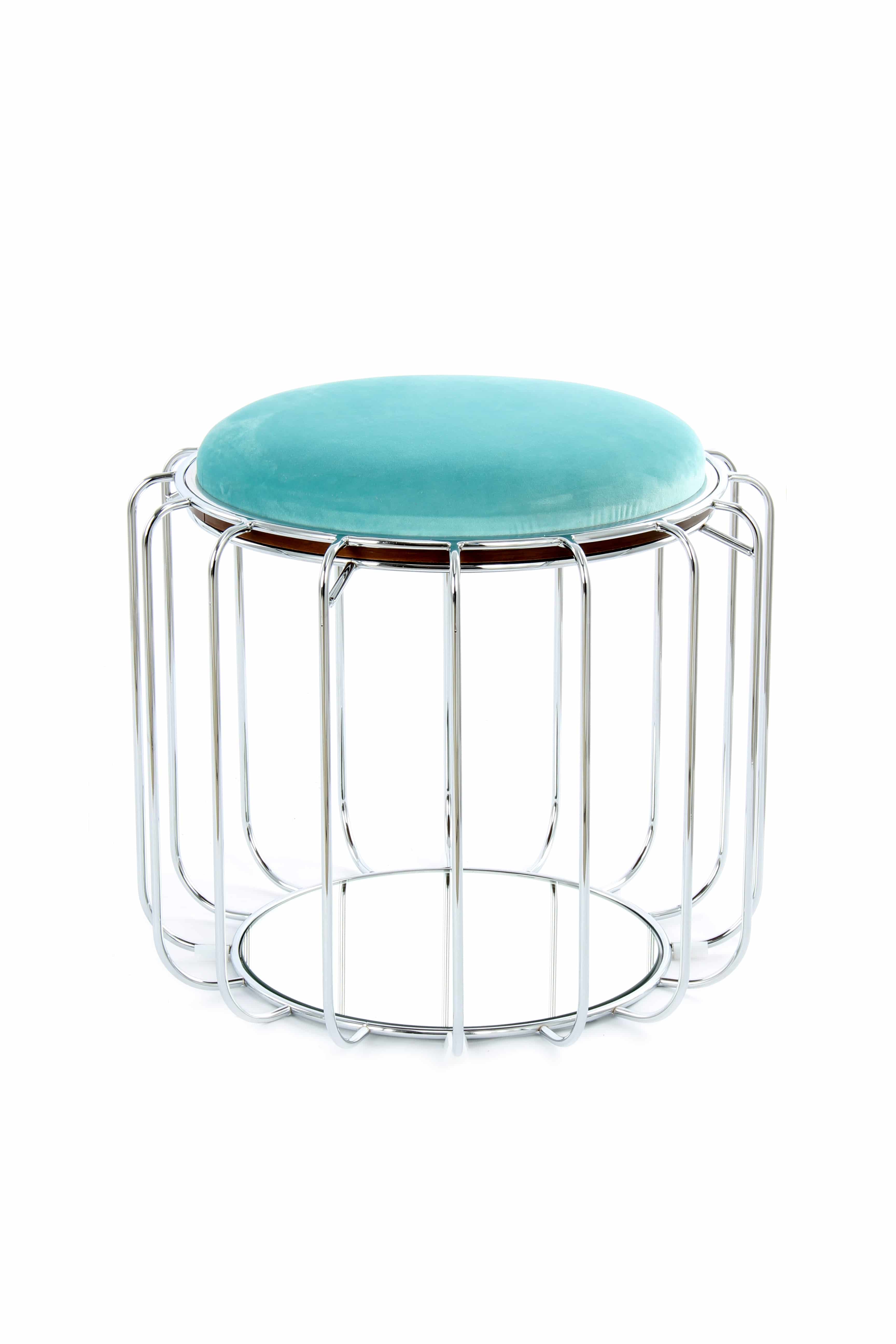 Beistelltisch / Pouf Comfortable 110 Mint / Silber Beistelltisch / Pouf Comfortable 110 Mint / Silber