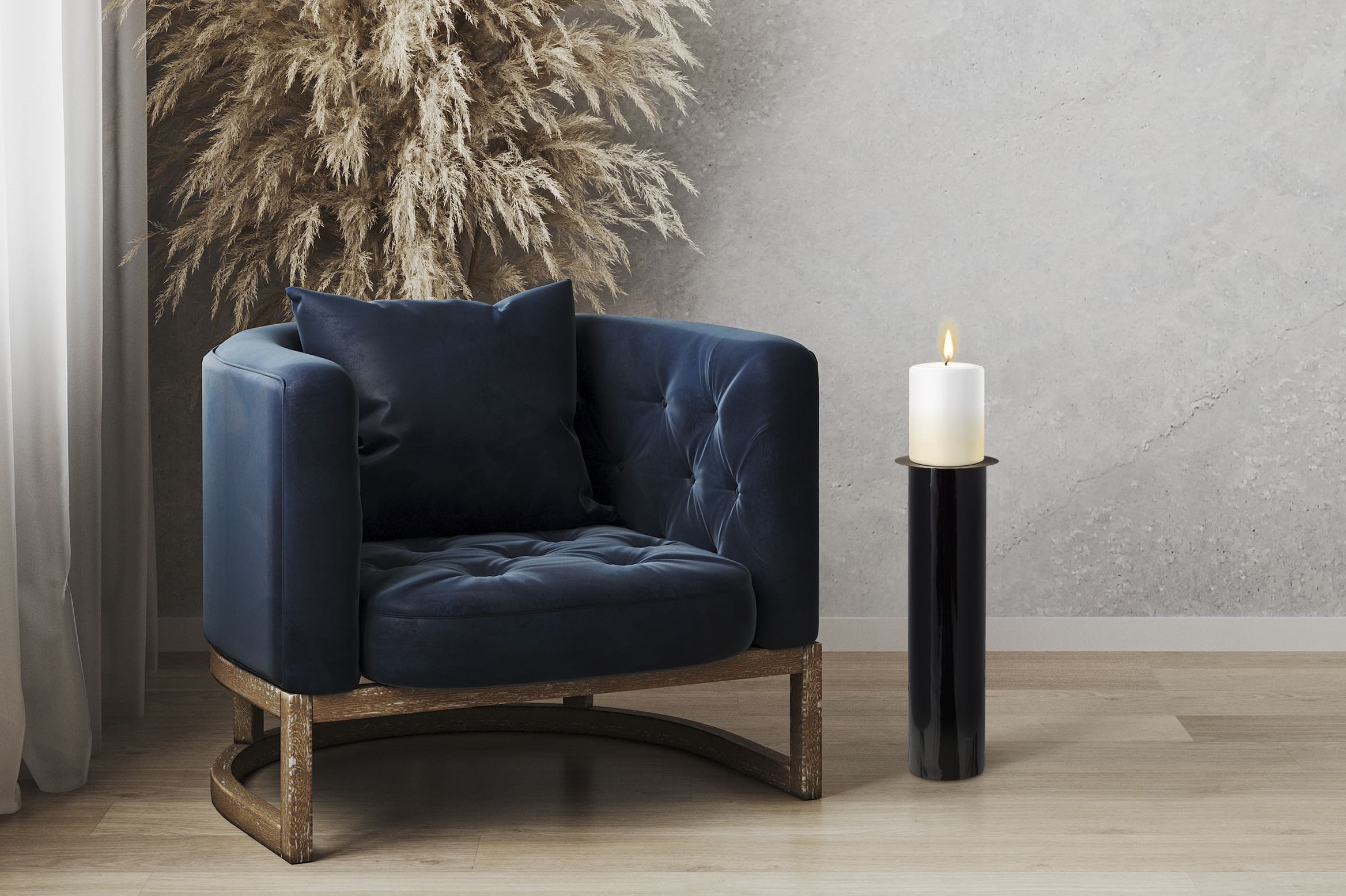 Bodenkerzenständer Art Deco 195 Taupe / Gold