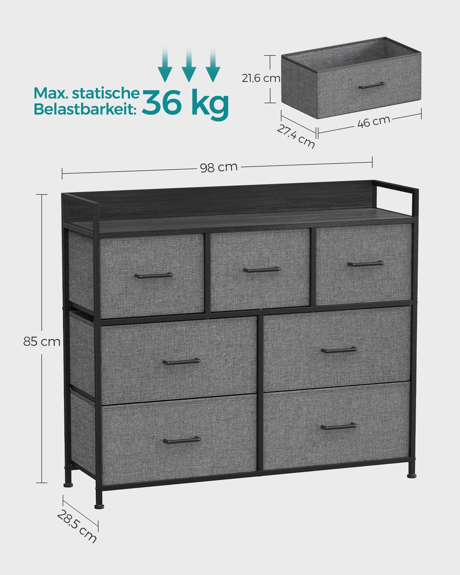 Kommode mit 7 Stoffschubladen mit Griffen-LTS523G22 Kommode mit 7 Stoffschubladen mit Griffen-LTS523G22