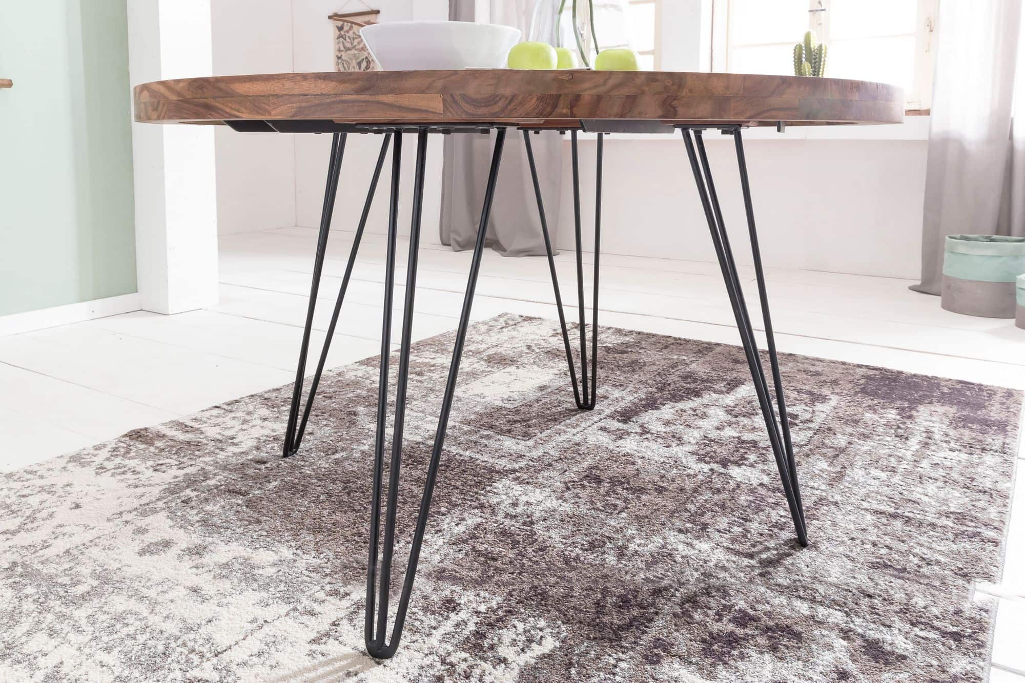 Design Esszimmertisch BAGLI rund Ø 120 x 78 cm Sheesham Massiv-Holz Design Esszimmertisch BAGLI rund Ø 120 x 78 cm Sheesham Massiv-Holz