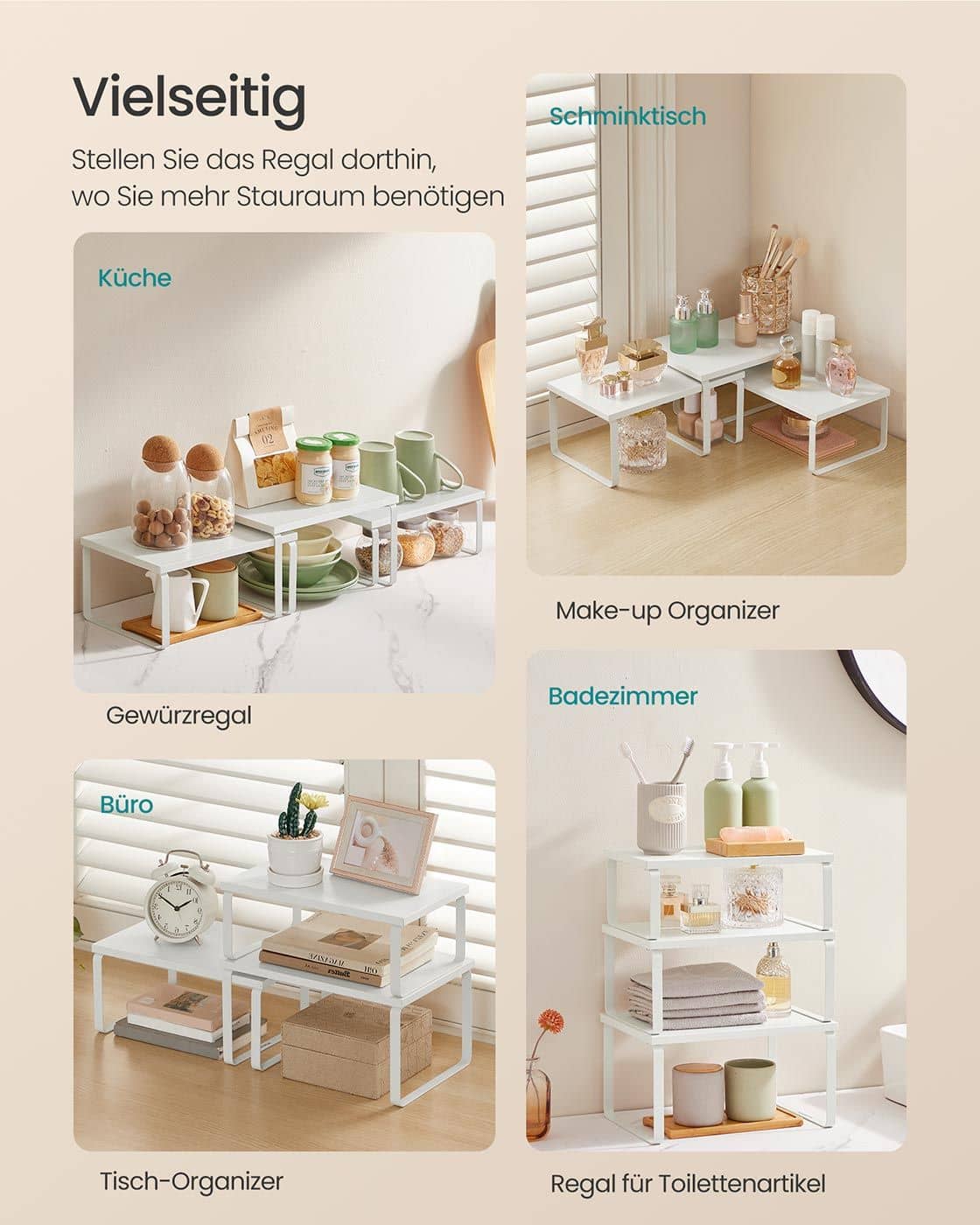 Gewürzregal 3er Set stapelbar und erweiterbar schneeweiß-mattweiß Gewürzregal 3er Set stapelbar und erweiterbar schneeweiß-mattweiß