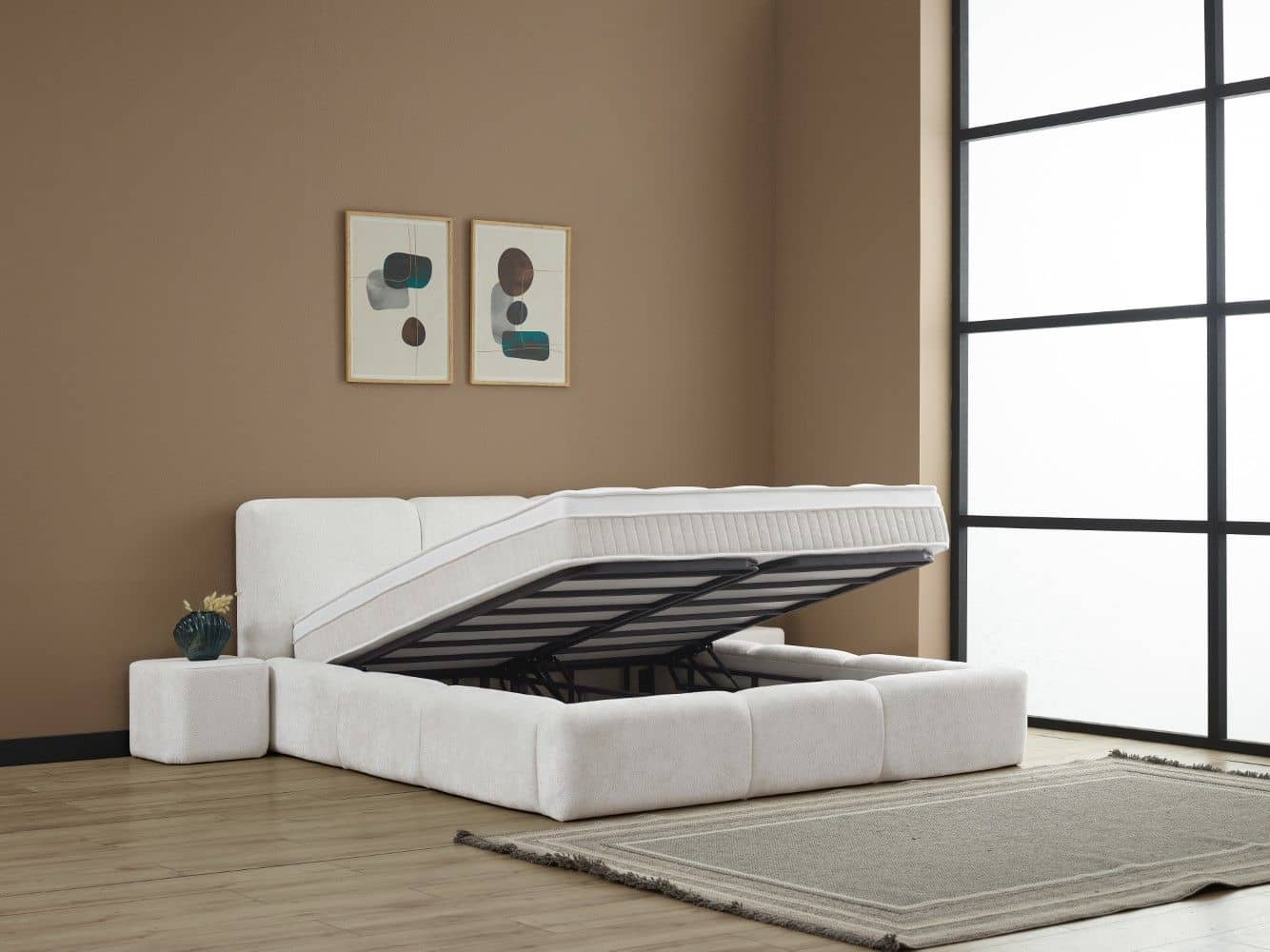 Boxspringbett Esila Creme mit Bettkasten – ABC Bedding Boxspringbett Esila Creme mit Bettkasten – ABC Bedding