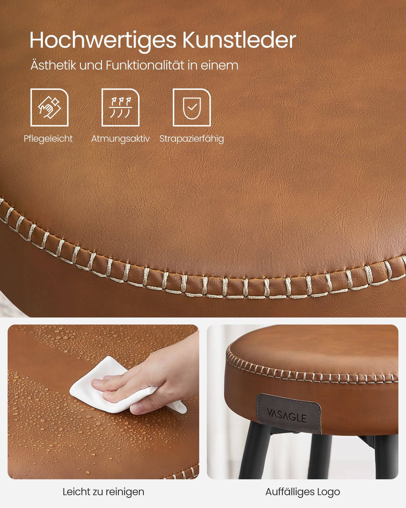 EKHO Kollektion - Barhocker einfacher Aufbau karamellbraun EKHO Kollektion - Barhocker einfacher Aufbau karamellbraun