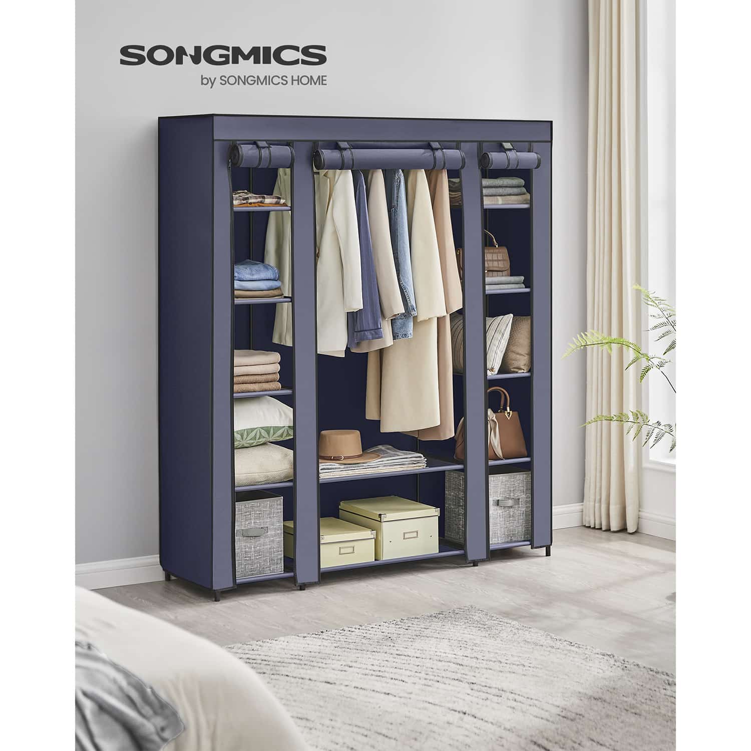 Stoffschrank mit Kleiderstange und Metallrahmen-LSF003I02 Stoffschrank mit Kleiderstange und Metallrahmen-LSF003I02