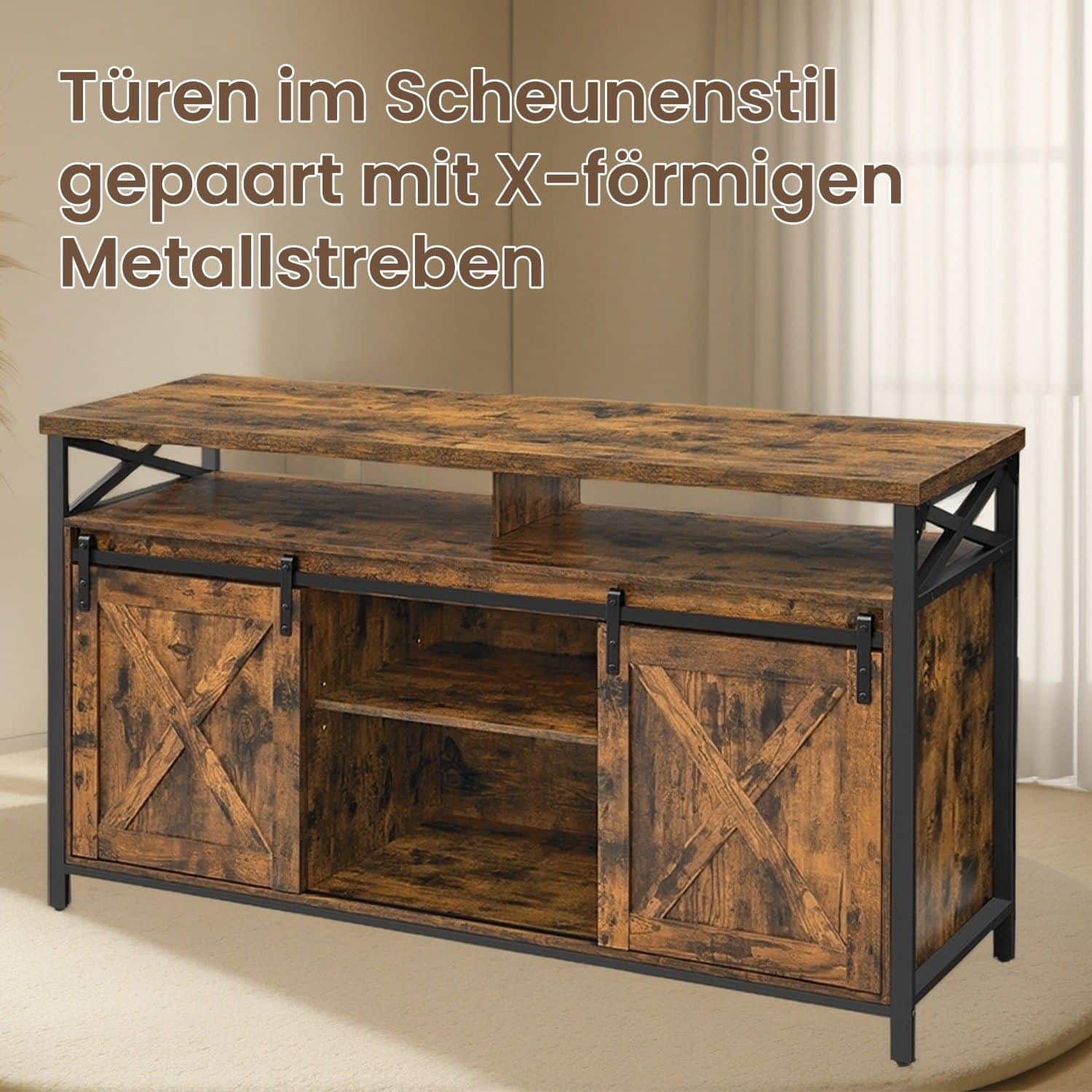 TV-Schrank Landhausstil vintagebraun-schwarz TV-Schrank Landhausstil vintagebraun-schwarz