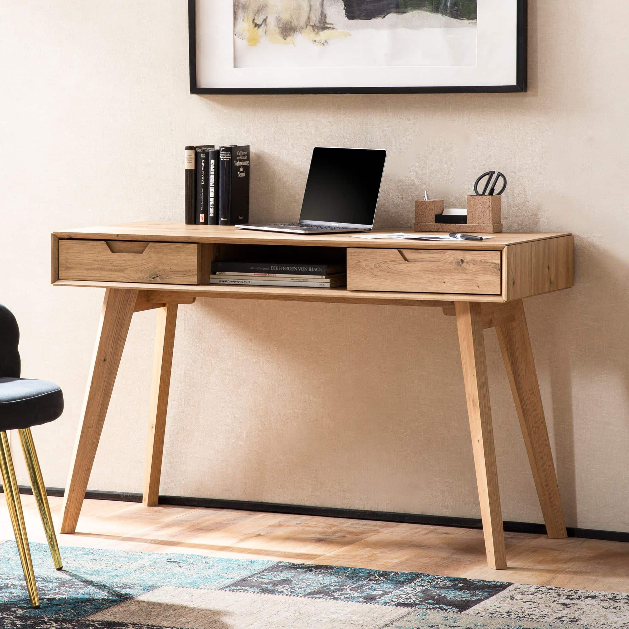 Schreibtisch 120x55x77 cm Eiche Dekor mit Stauraum Schreibtisch 120x55x77 cm Eiche Dekor mit Stauraum