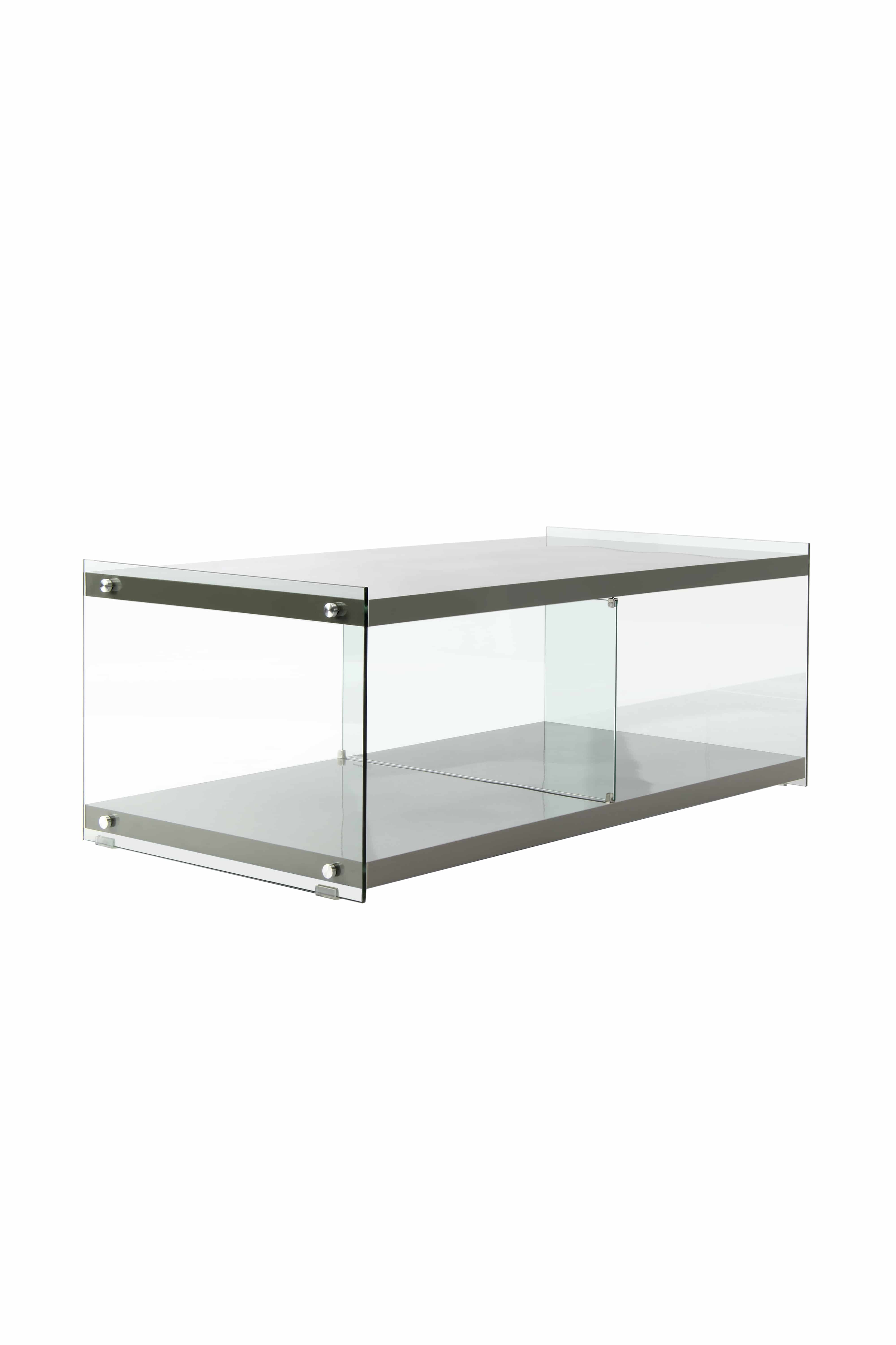 TV-Schrank KAYOOM TV-Tisch Elementary eckige Form viel Ablagefläche grau B120cm H45cm T60cm Schränke TV-Tisch gehärtetes Glas pflegeleicht