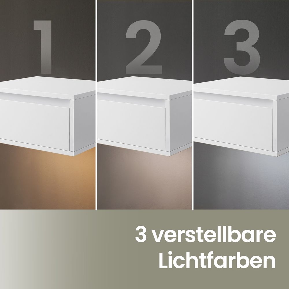 Nachttisch hängend 2er Set mit Leuchten wolkenweiß