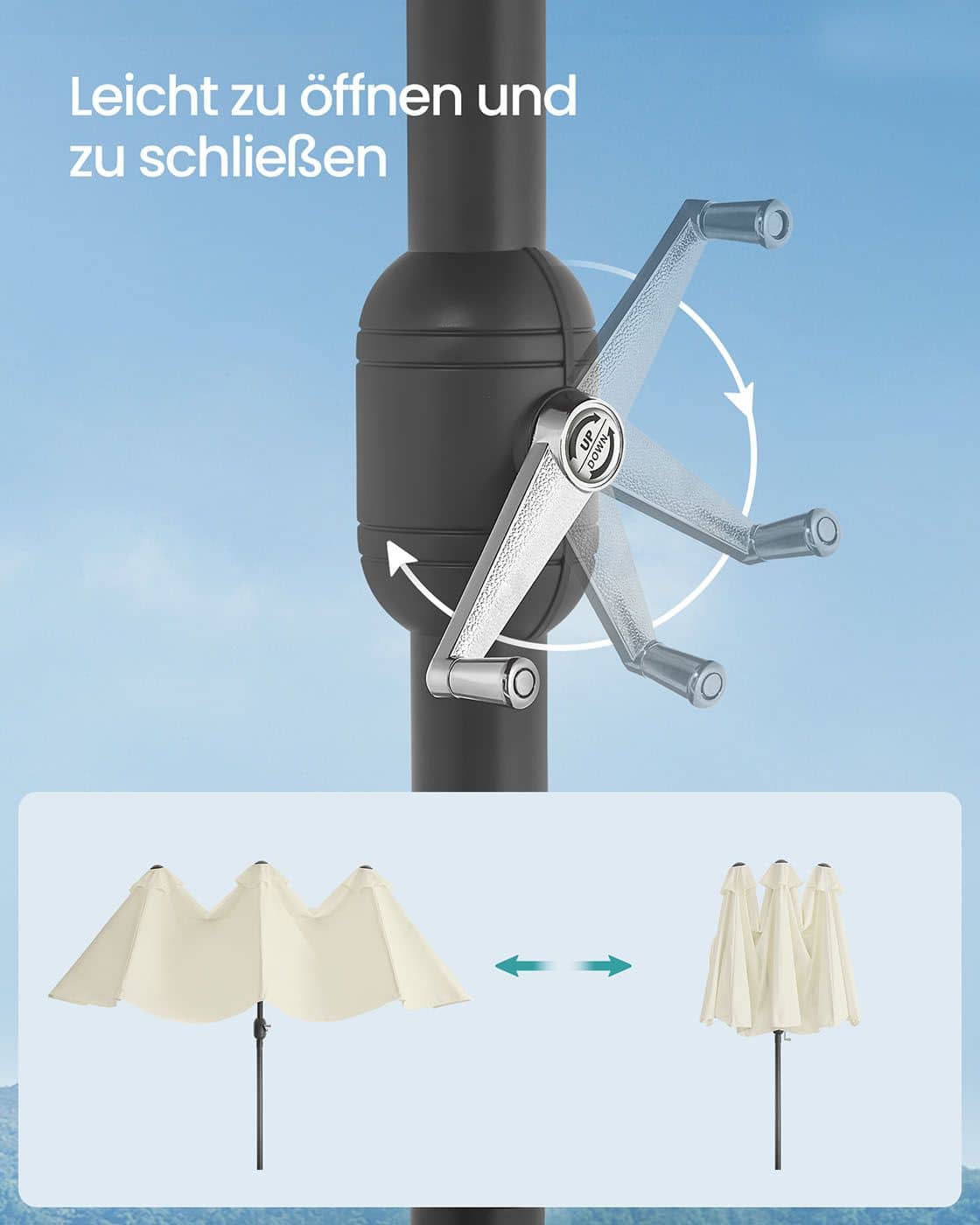 Doppelsonnenschirm 394 x 200 cm UPF 50+ ohne Ständer beige Doppelsonnenschirm 394 x 200 cm UPF 50+ ohne Ständer beige
