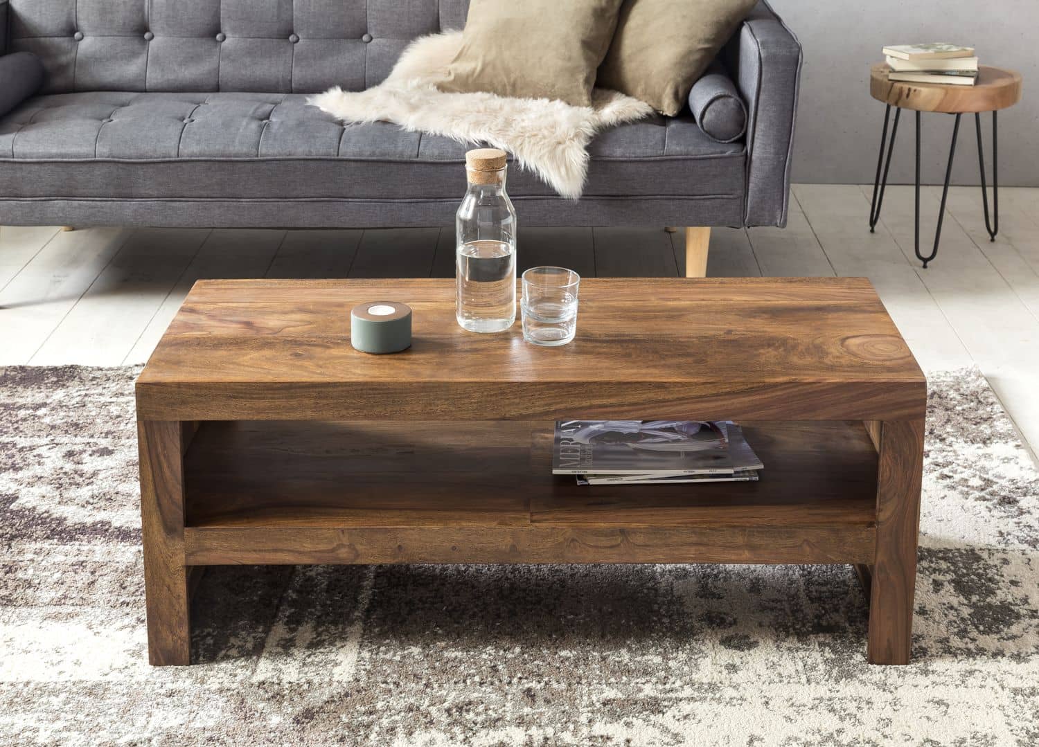 Couchtisch Massiv-Holz Durban Sheesham 110 cm breit Wohnzimmer-Tisch Design braun Landhaus-Stil Beistelltisch Couchtisch Massiv-Holz Durban Sheesham 110 cm breit Wohnzimmer-Tisch Design braun Landhaus-Stil Beistelltisch