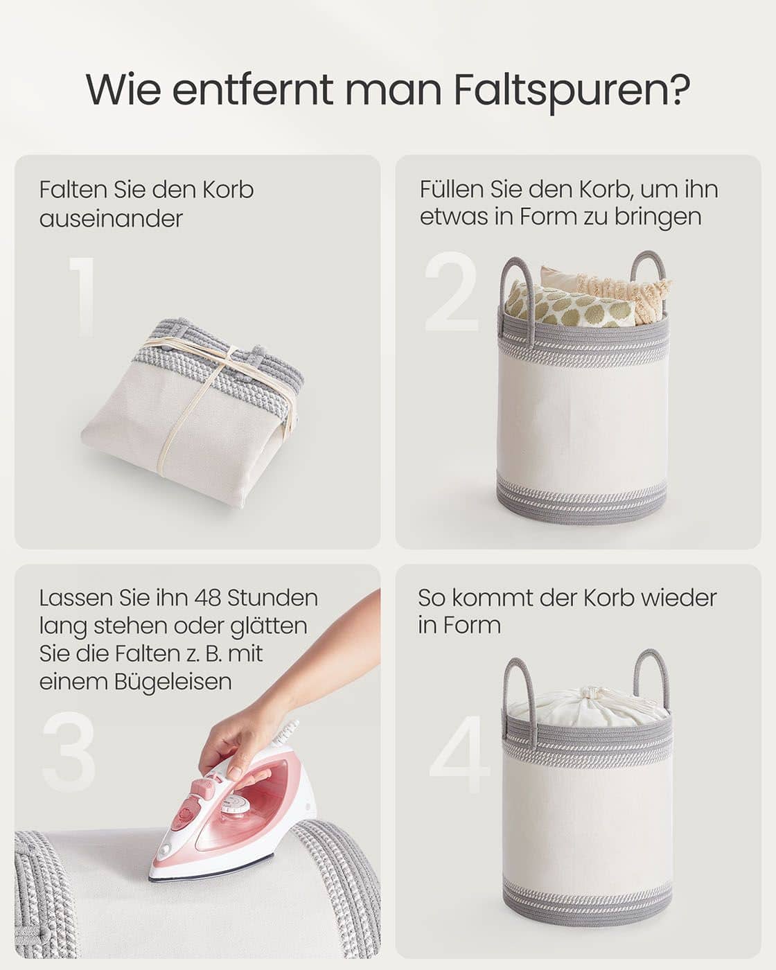 Wäschekorb 60 L mit Deckel und Griff 41 x 41 x 46 cm taubengrau Wäschekorb 60 L mit Deckel und Griff 41 x 41 x 46 cm taubengrau