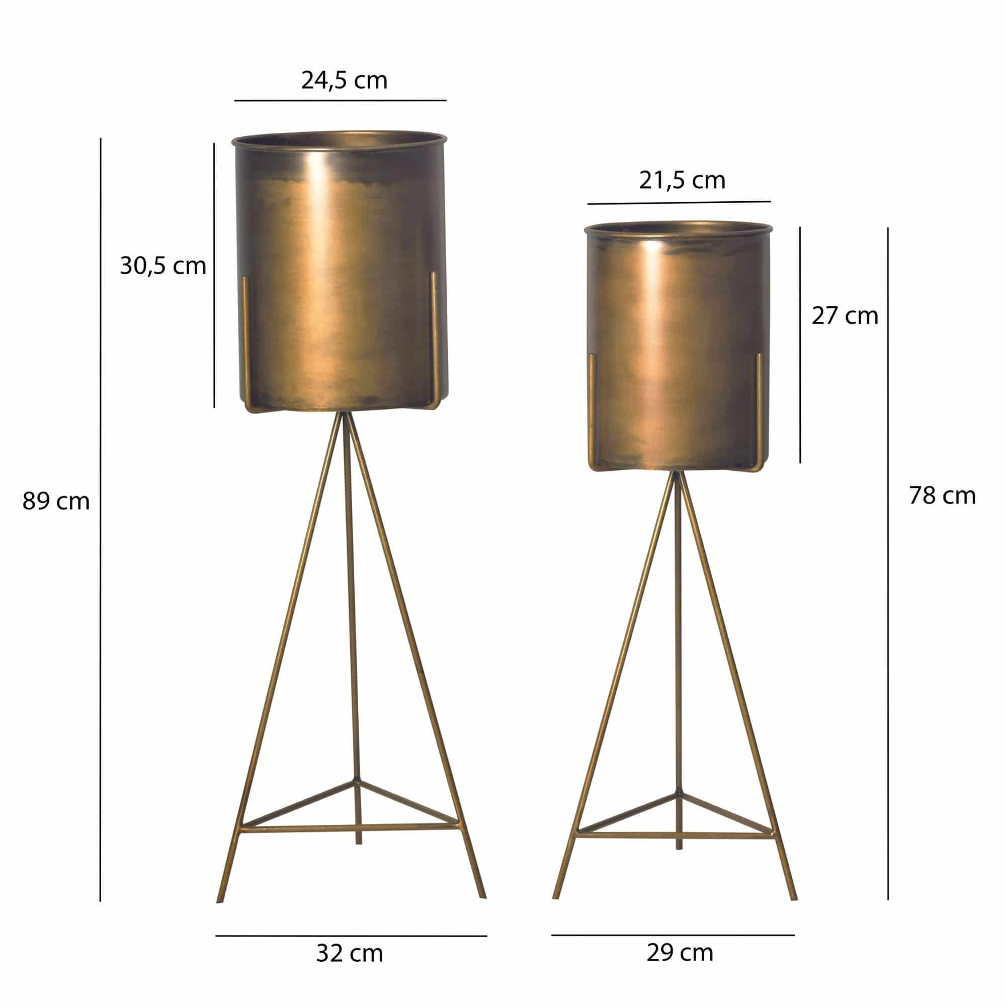 Blumentopf 2er Set Metall Pflanzkübel Gold mit Gestell Blumentopf 2er Set Metall Pflanzkübel Gold mit Gestell