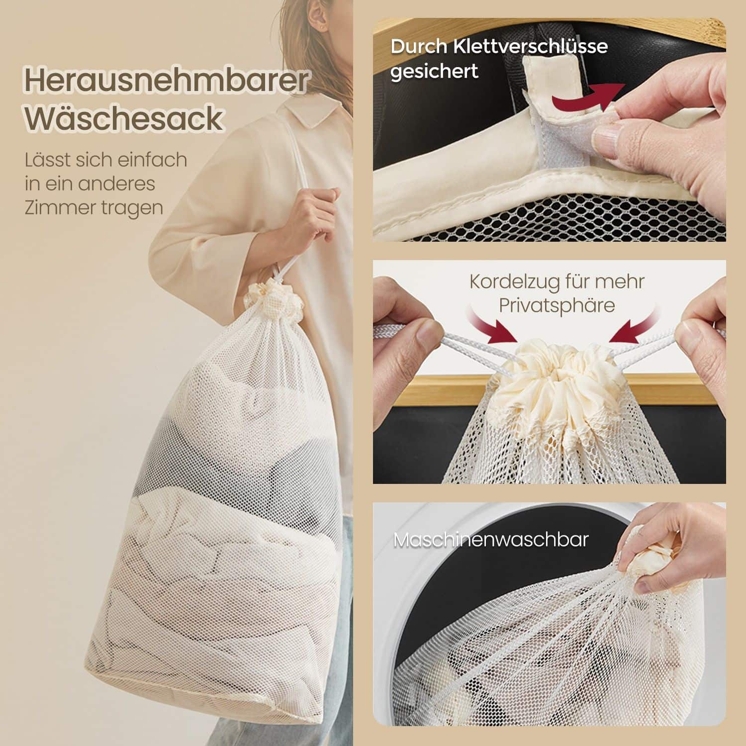 Wäschekorb, Wäschesammler mit Deckel, 65 L Wäschekorb, Wäschesammler mit Deckel, 65 L