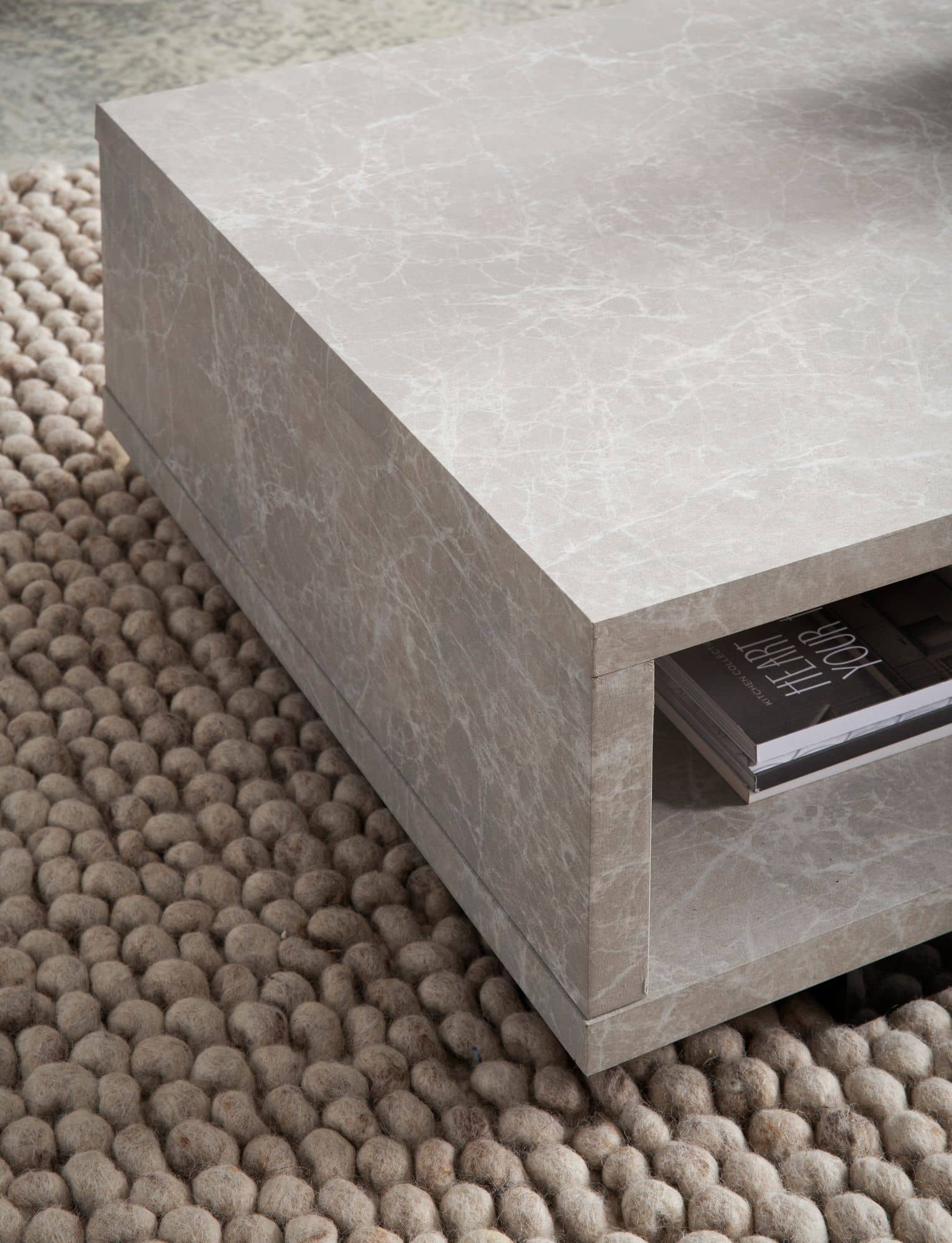 Couchtisch 100x50x25 cm Sandfarben Sofatisch in Stein-Optik Modern Couchtisch 100x50x25 cm Sandfarben Sofatisch in Stein-Optik Modern