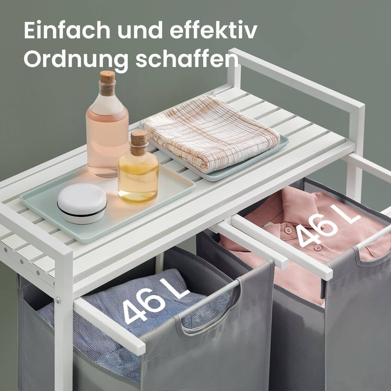 Wäschekorb 2 Fächer, Wäschesammler mit Ablage, Wäschebox Wäschekorb 2 Fächer, Wäschesammler mit Ablage, Wäschebox