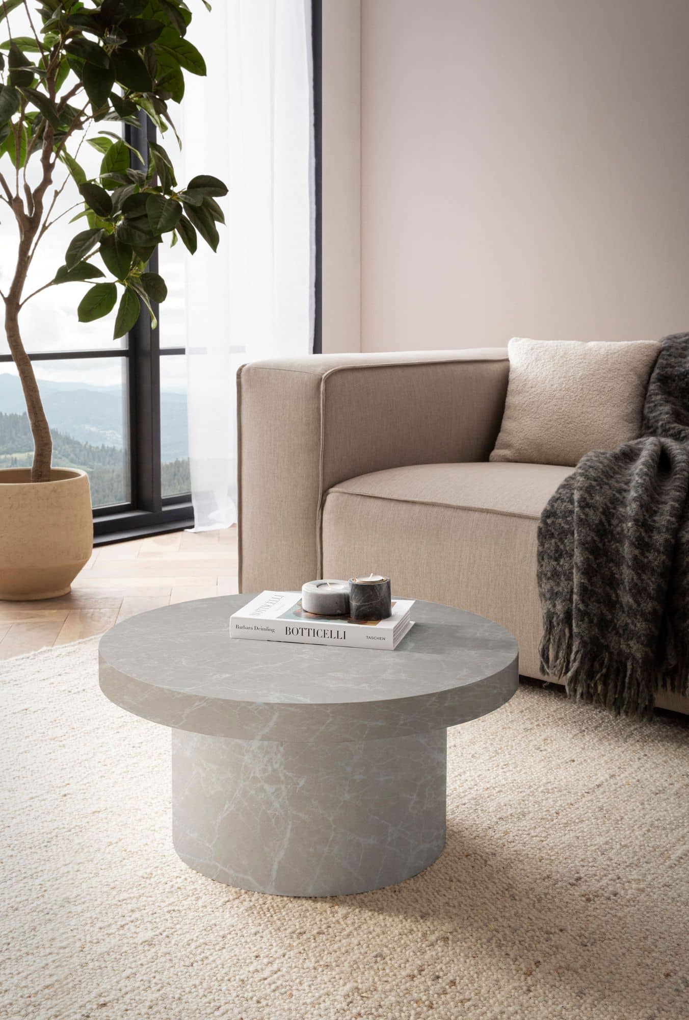 Couchtisch 60x60x30 cm Sandfarben Sofatisch in Stein-Optik Modern Couchtisch 60x60x30 cm Sandfarben Sofatisch in Stein-Optik Modern