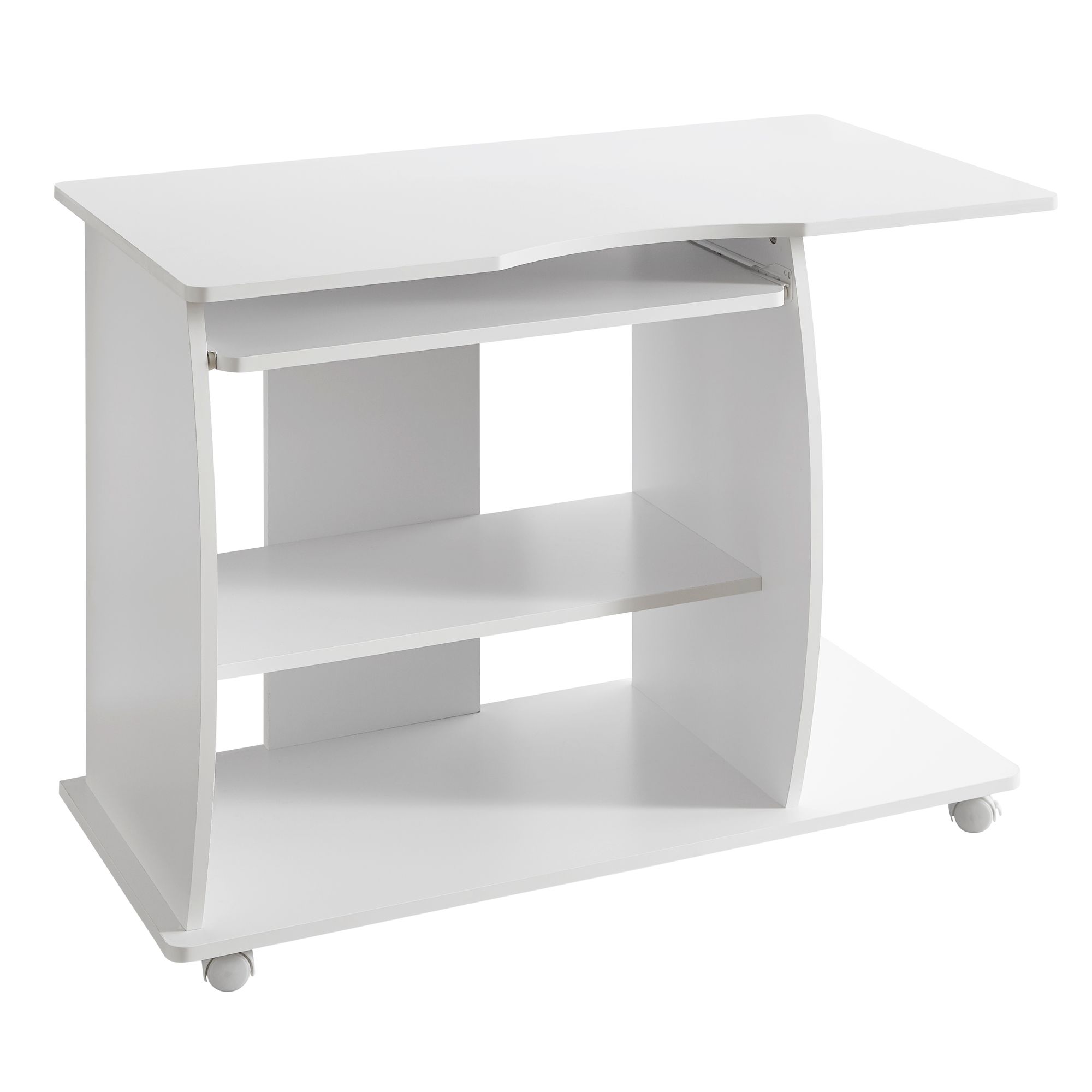 32706-WOHNLING-Computertisch-DIANA-rollbar-Weiss-90-x-71-x-50-cm-mit-Tastaturauszug-Laptop-Tisch-auf-feststellbaren-Rollen-PC-Tisch-mit-Drucker-Ablage-platzsparend-Schreibtisch-fu_ Computertisch GRASSE rollbar Weiß 90 x 71 x 50 cm mit Tastaturauszug