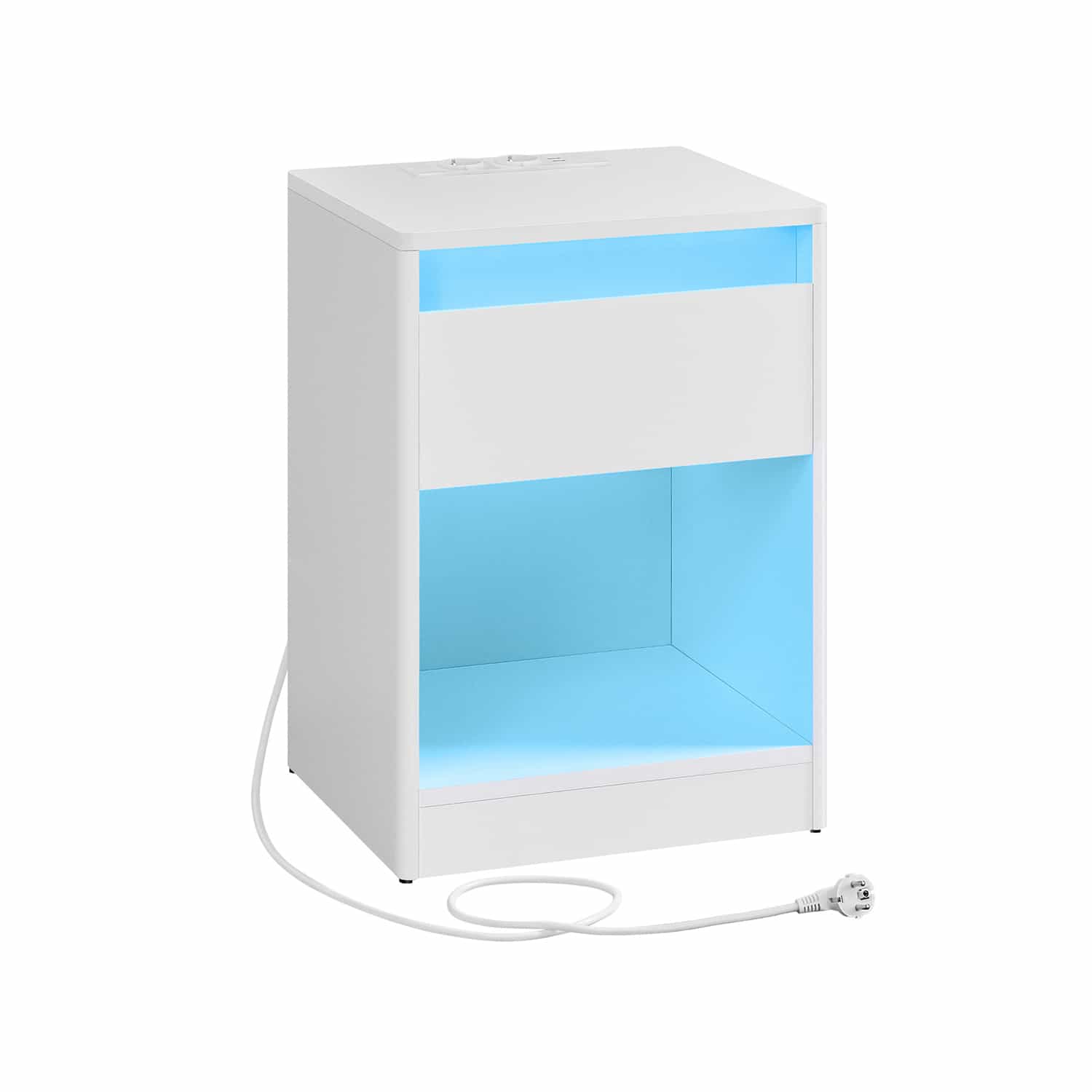 Nachttisch mit LED-Beleuchtung modern wolkenweiß Nachttisch mit LED-Beleuchtung modern wolkenweiß