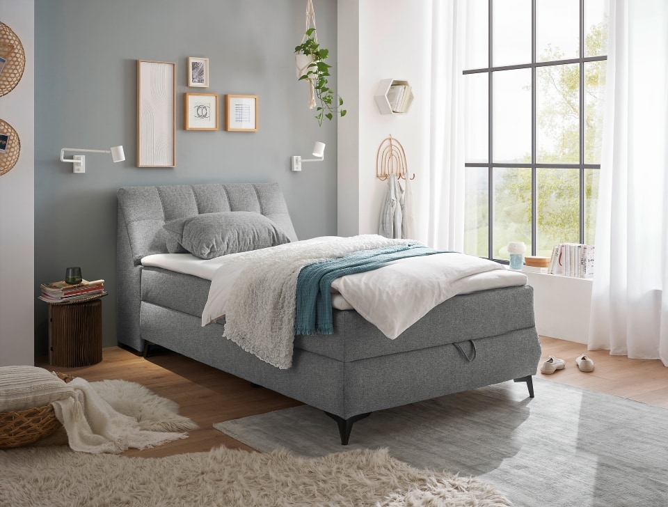 Boxbett Atlantis 120×200 cm in Grey von ED Exciting Design mit Bettkasten