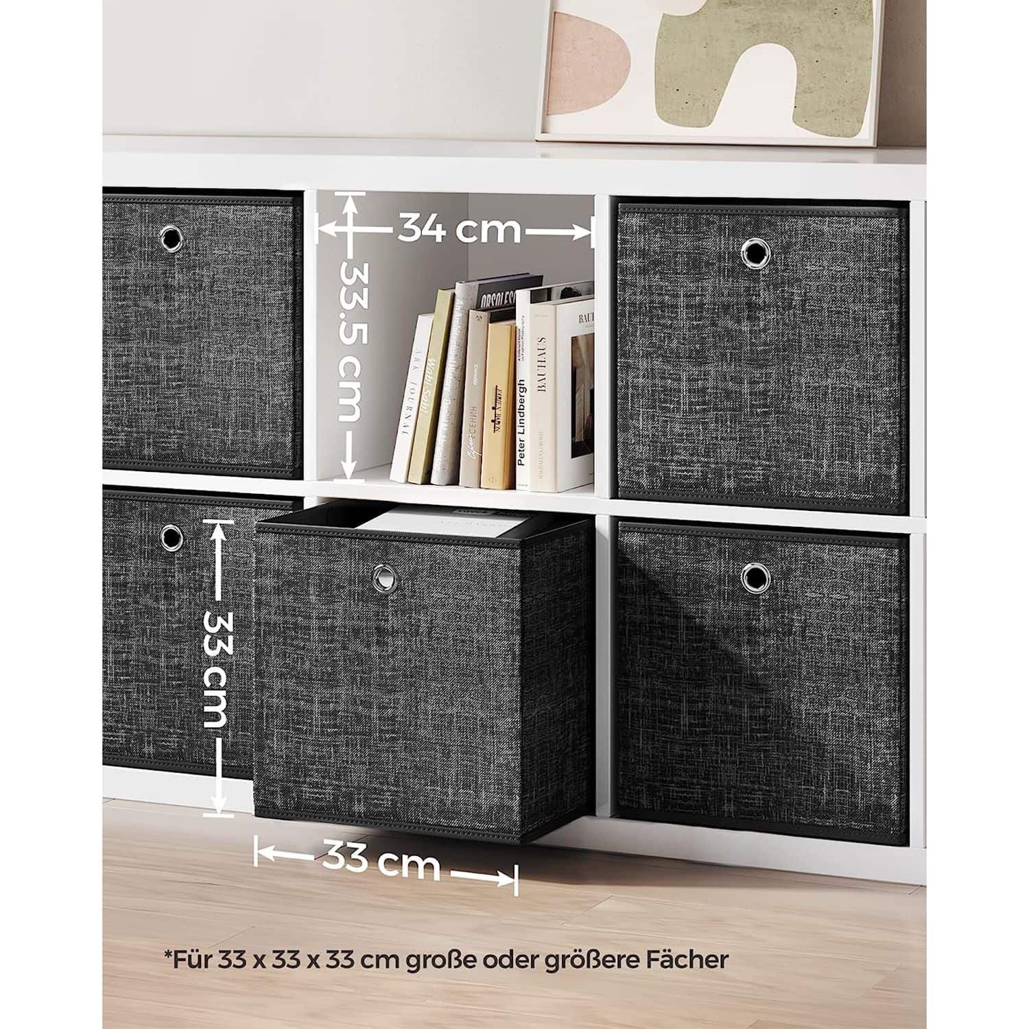 Aufbewahrungsbox 33cm 6er-Set schwarz meliert-RFB033B01