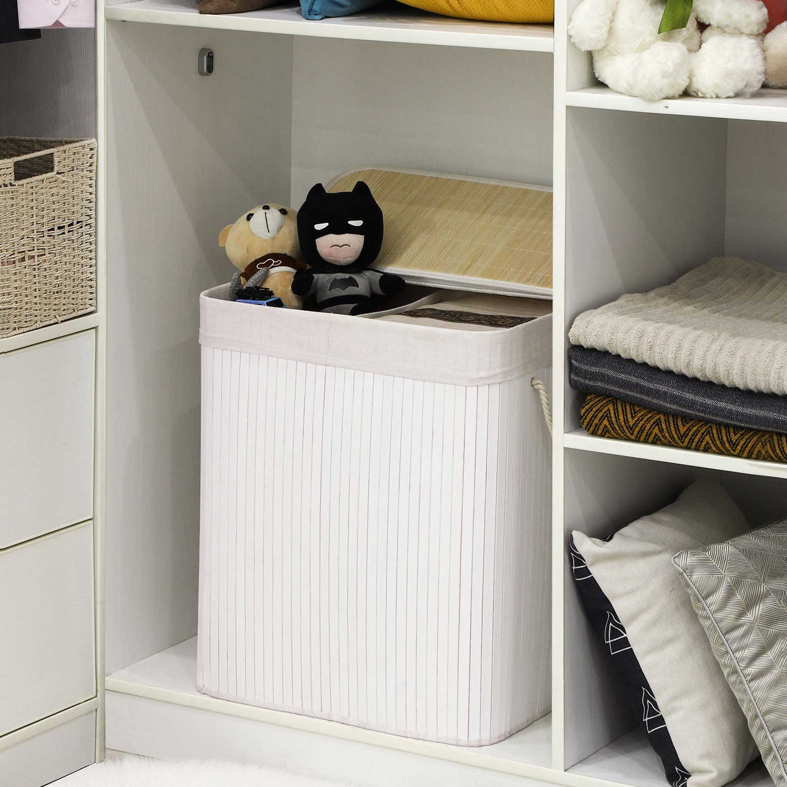 Wäschekorb 100 L Bambus Weiß-LCB64WT Wäschekorb 100 L Bambus Weiß-LCB64WT