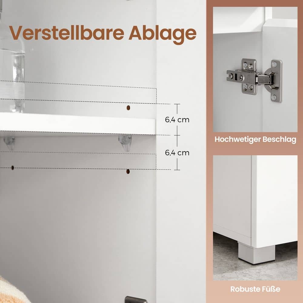 Badschrank mit 2 Türen, Aufbewahrungsschrank, mit Schublade und verstellbarem Regal Badschrank mit 2 Türen, Aufbewahrungsschrank, mit Schublade und verstellbarem Regal