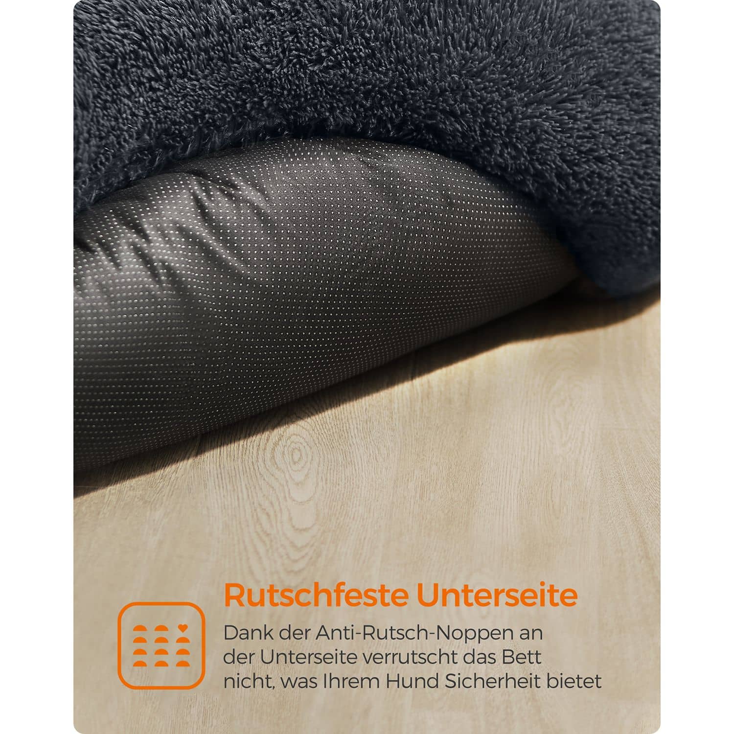 Flauschiges Hundebett Ø 120 cm dunkelgrau-PGW043G02 Flauschiges Hundebett Ø 120 cm dunkelgrau-PGW043G02