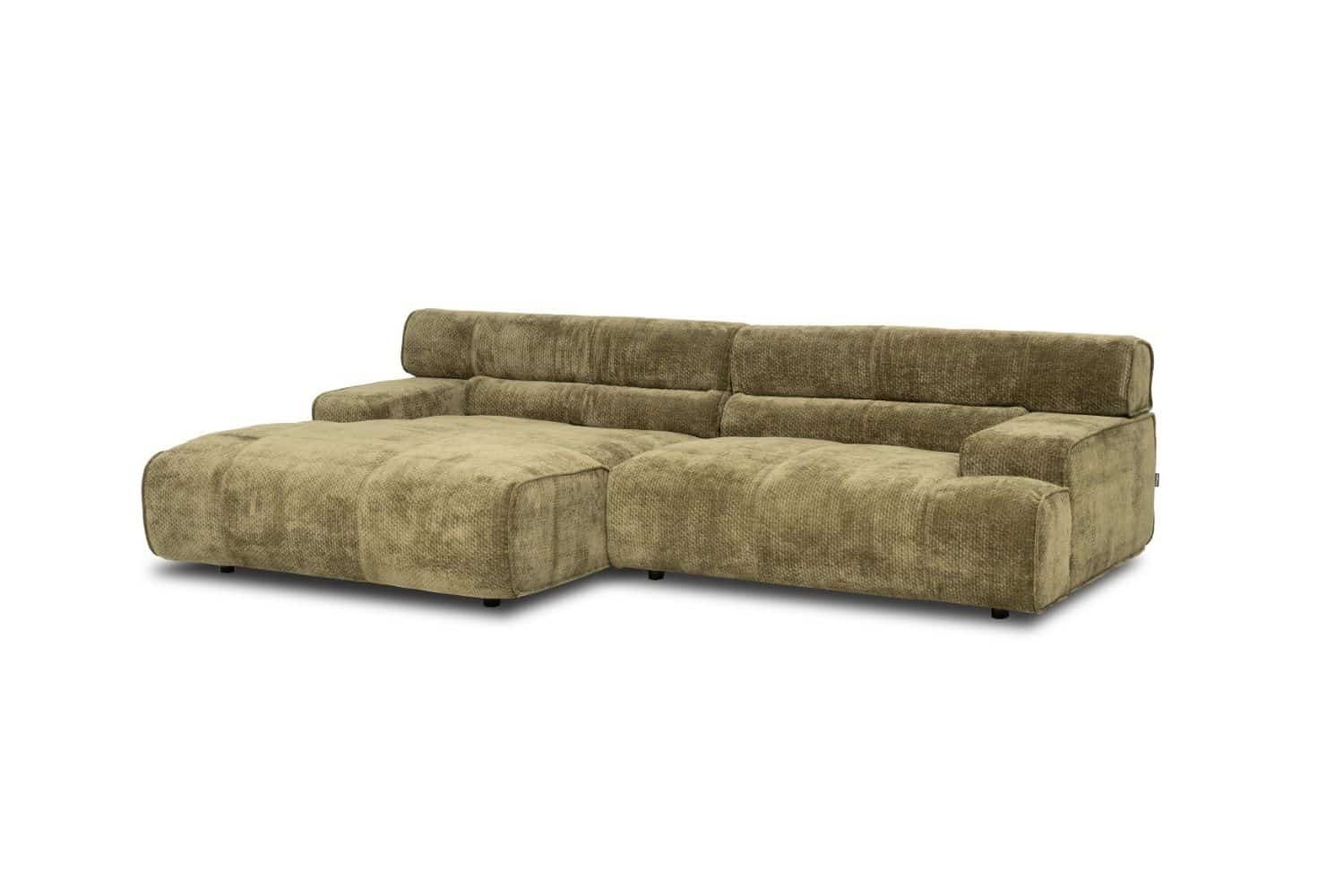 Ecksofa Colosseo Olive – Großzügige Chenille-Couch von designwerk
