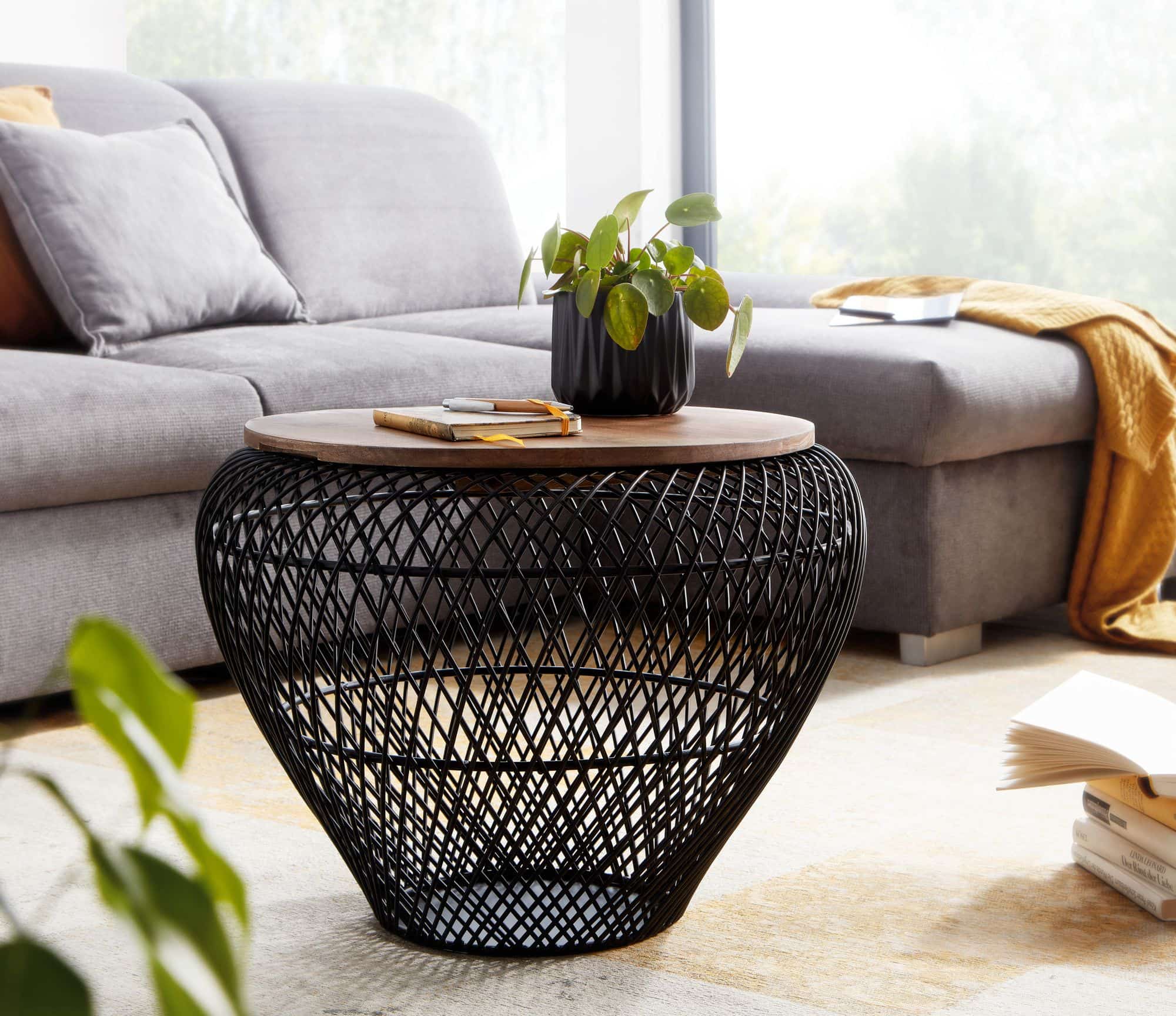 74600-Wohnling-Couchtisch-60x60x45-cm-schwarz-WL6-707-WL6-707_5 Couchtisch Mango Massivholz Metall 60x60x45 cm Schwarz Rund mit Stauraum