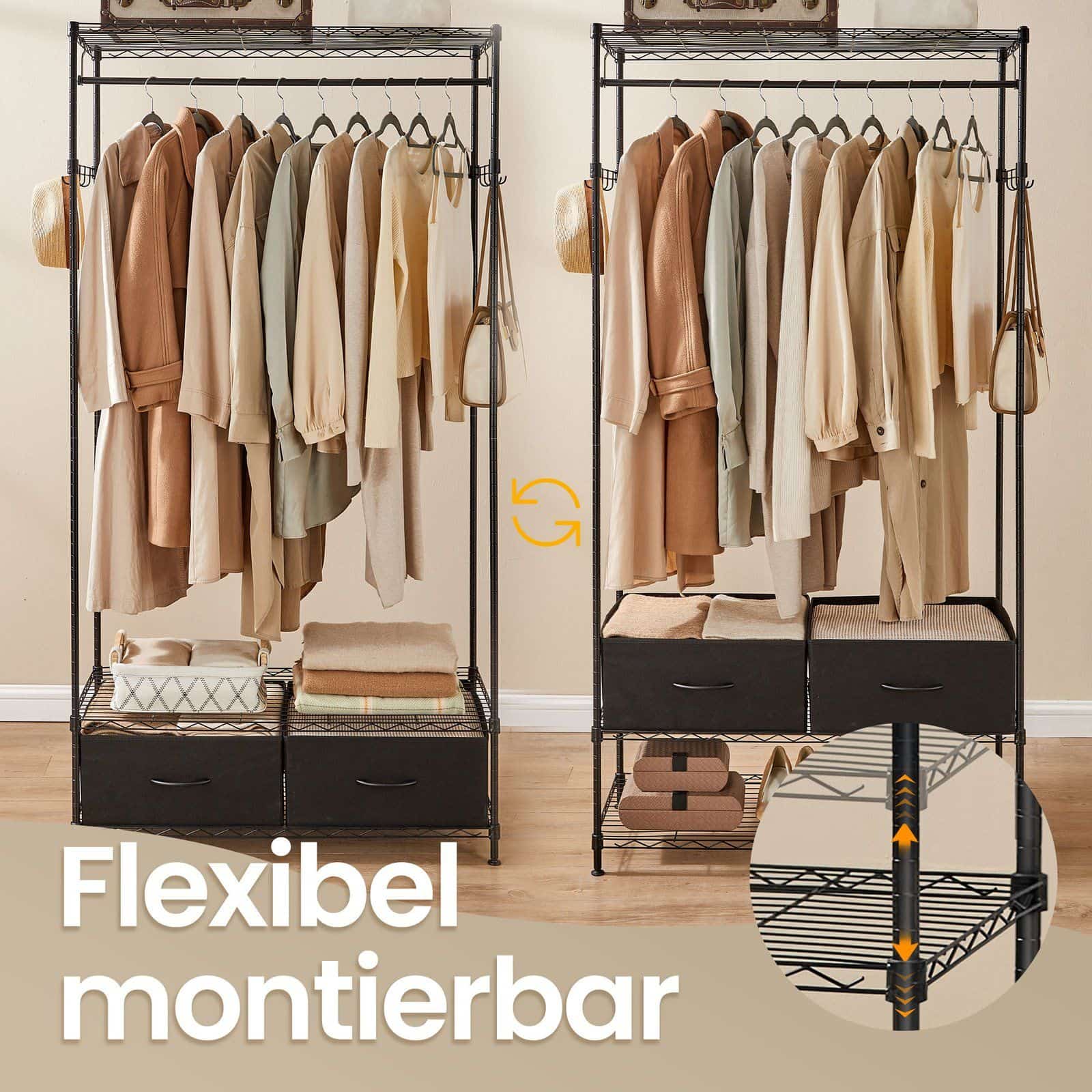 Garderobe mit Gitterablagen, Kleiderschrank, offenes Design Garderobe mit Gitterablagen, Kleiderschrank, offenes Design